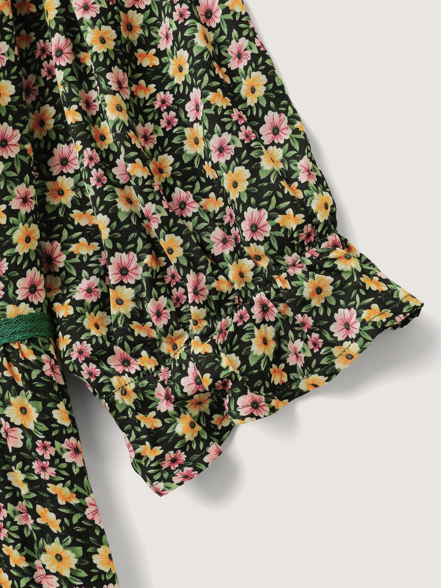 Dense Floral Print Stretchy Waist Maxi Dress - Image 7