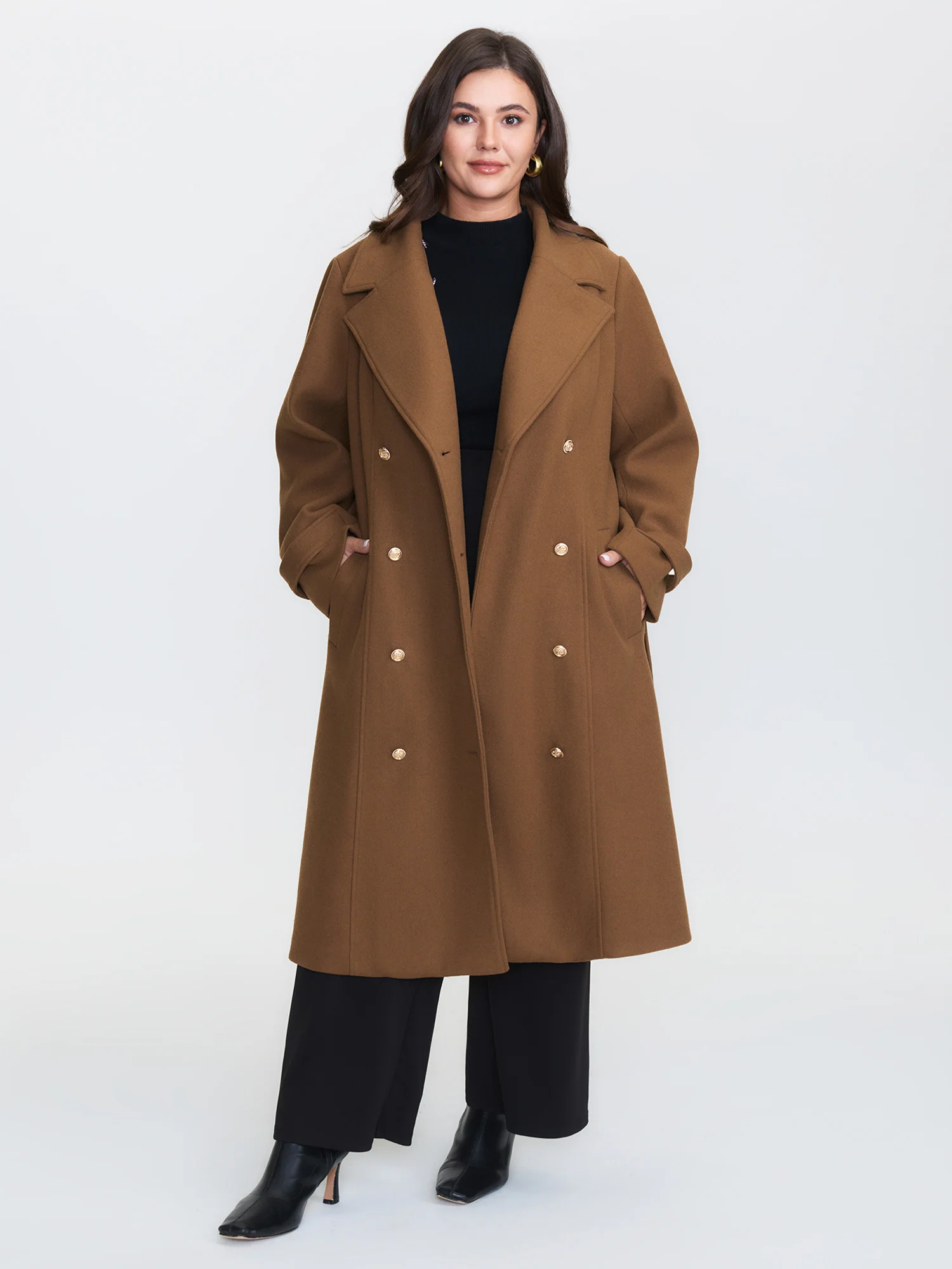 Detachable Fur Belted Cinched-Waist Coat - Image 2