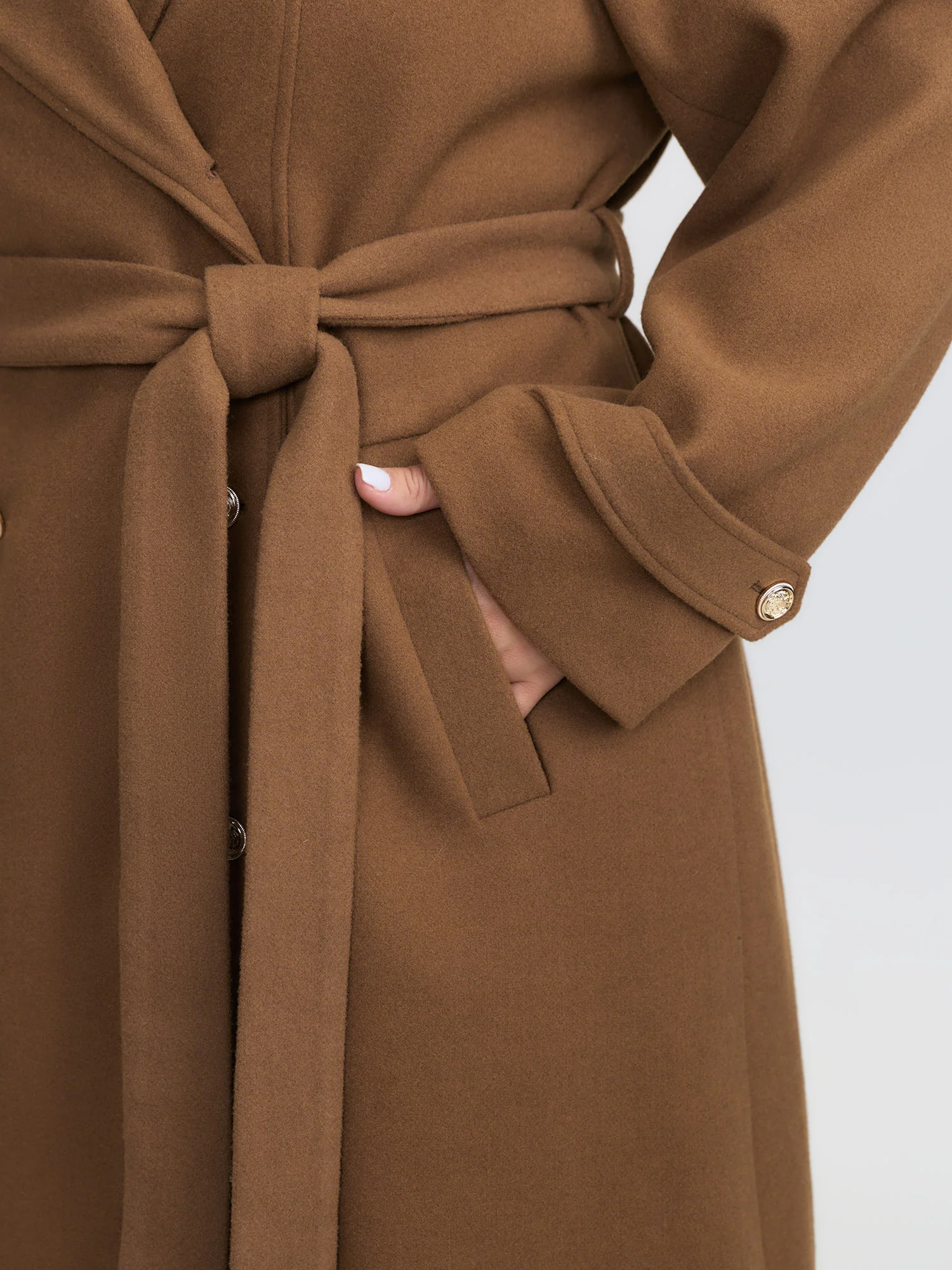 Detachable Fur Belted Cinched-Waist Coat - Image 4
