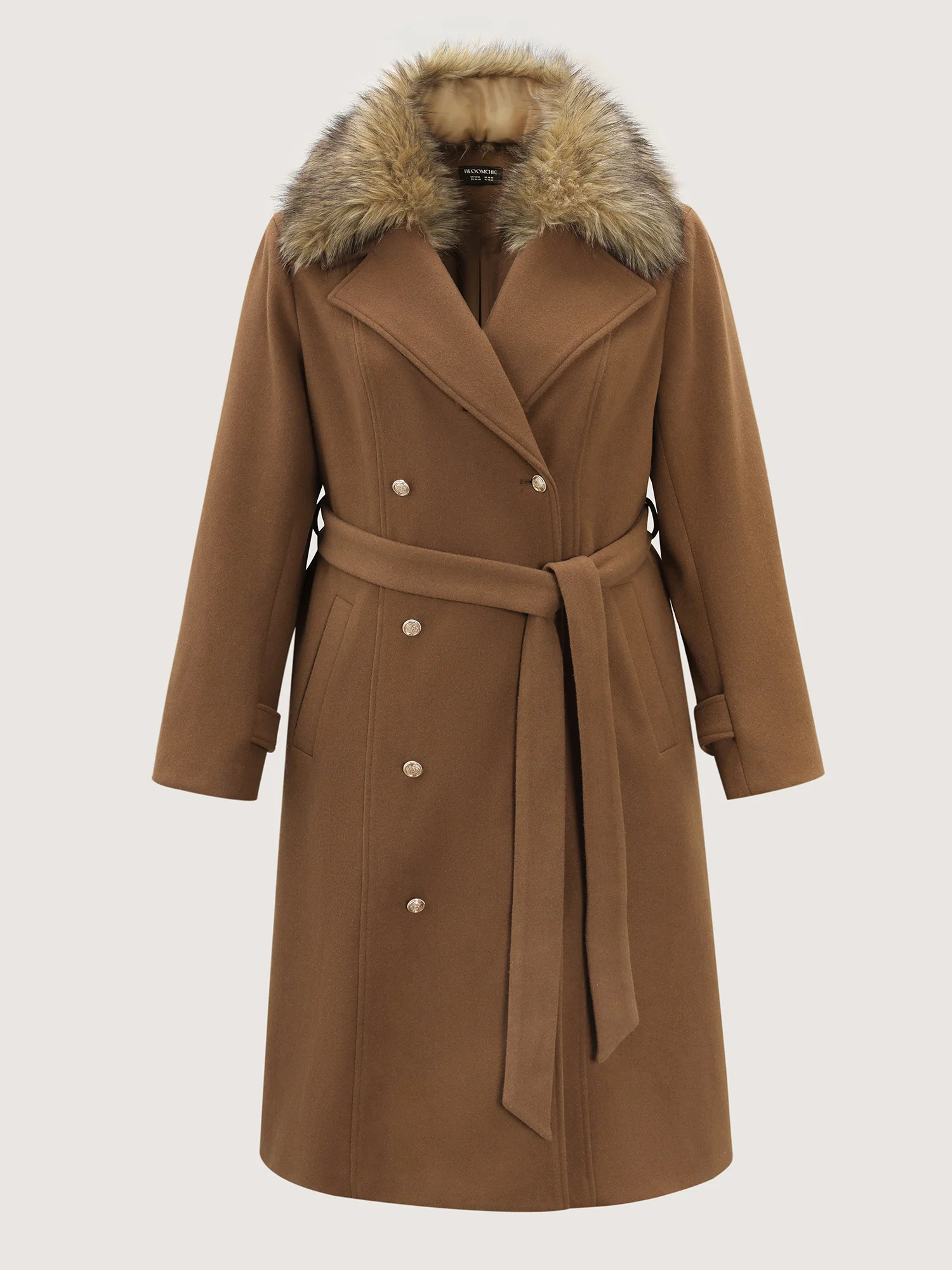 Detachable Fur Belted Cinched-Waist Coat - Image 8