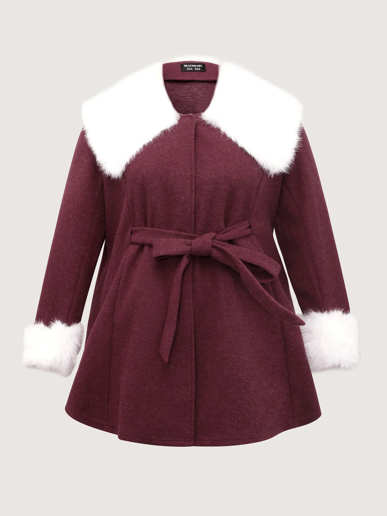 Detachable Fur Collar Waist-Tie Jacket - Image 8