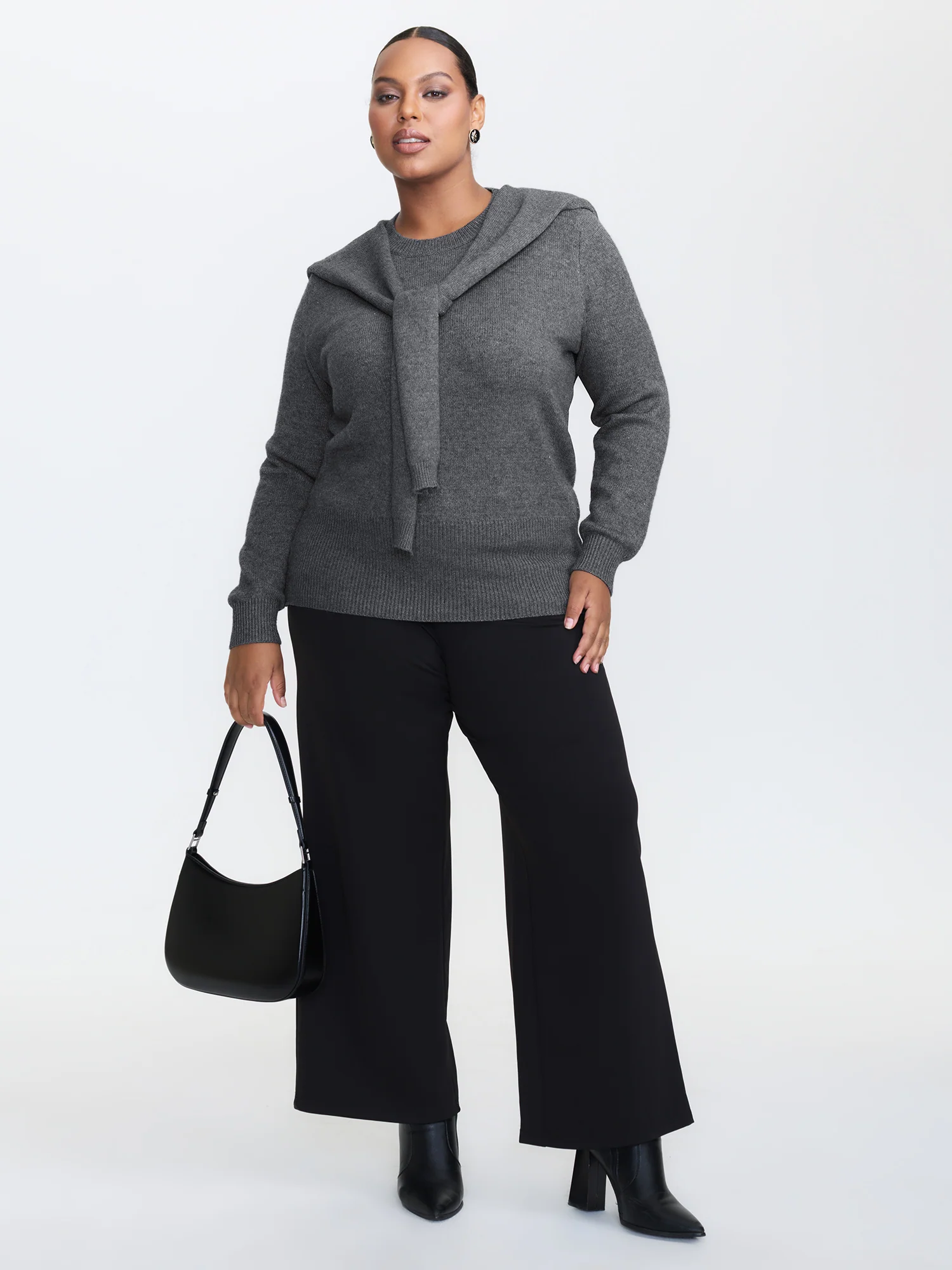 Detachable Shawl Round Neck Pullover - Image 2