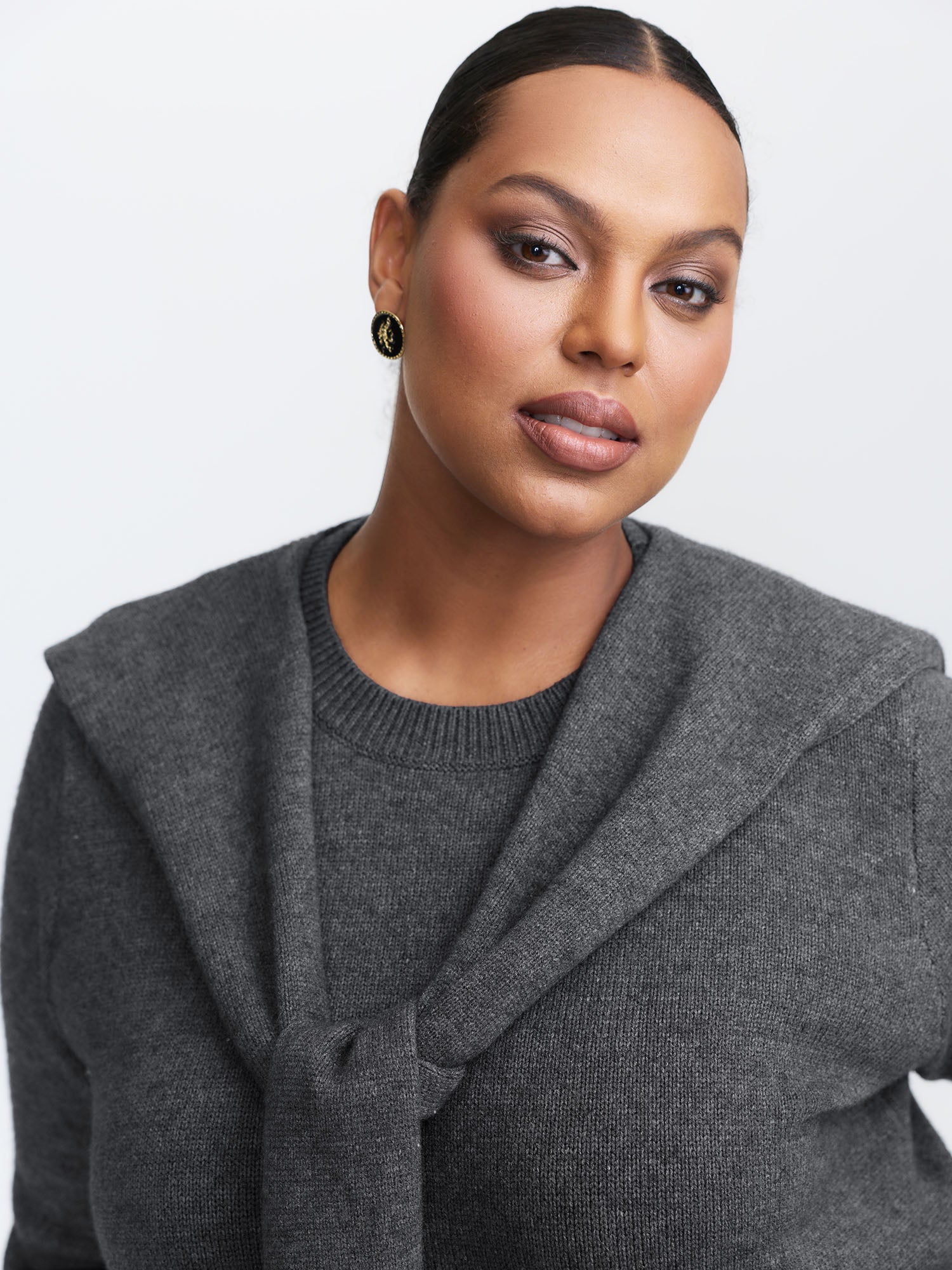 Detachable Shawl Round Neck Pullover - Image 3