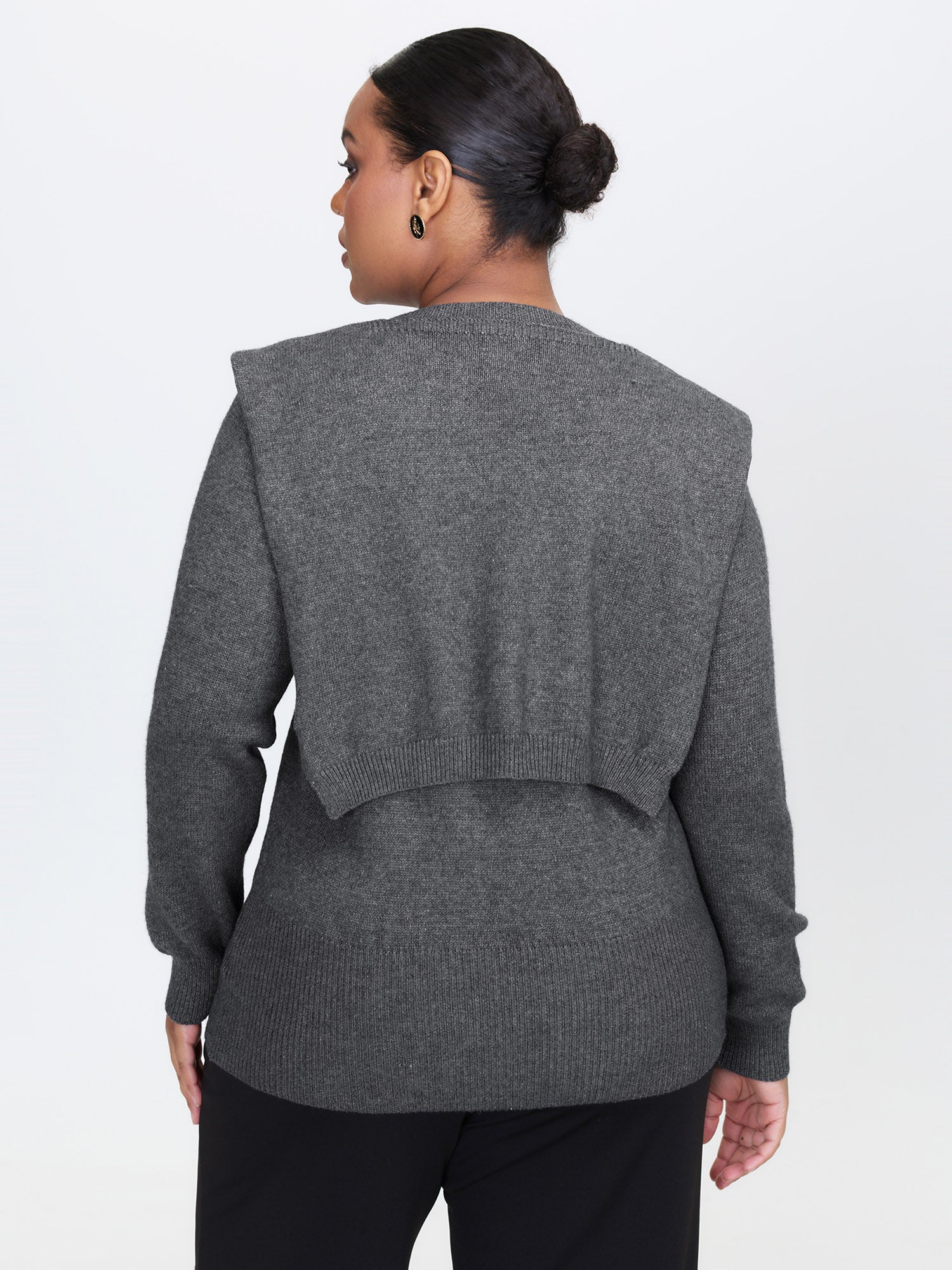 Detachable Shawl Round Neck Pullover - Image 5