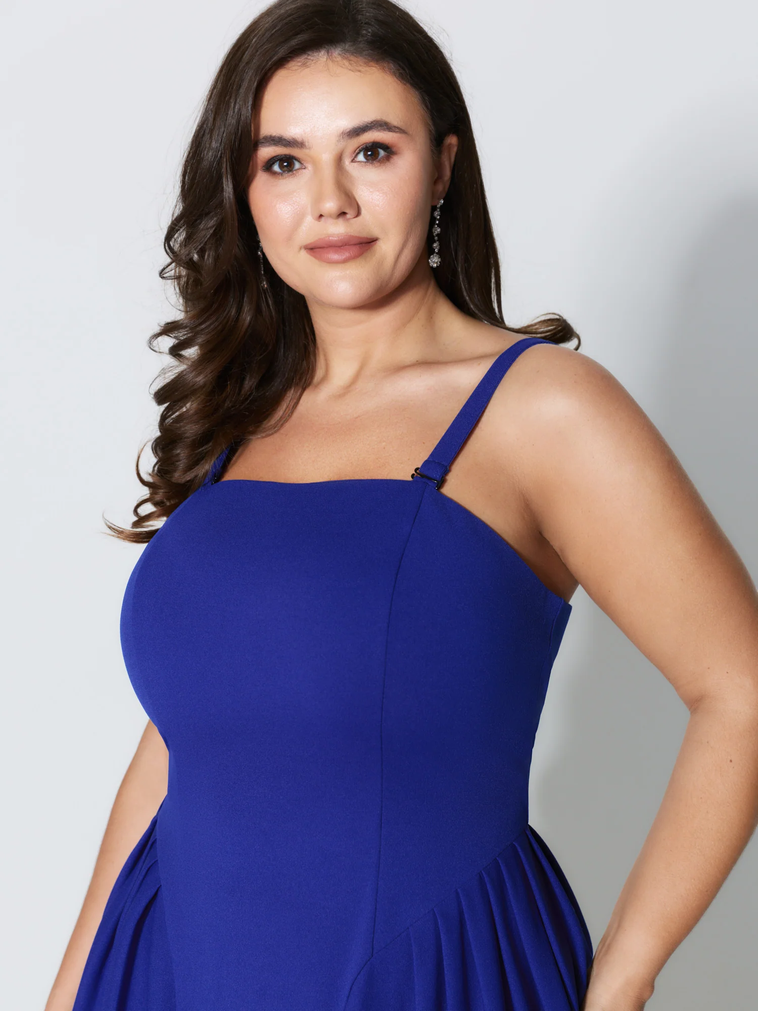 Detachable Shoulder Straps Pleated Midi Dress - Image 3