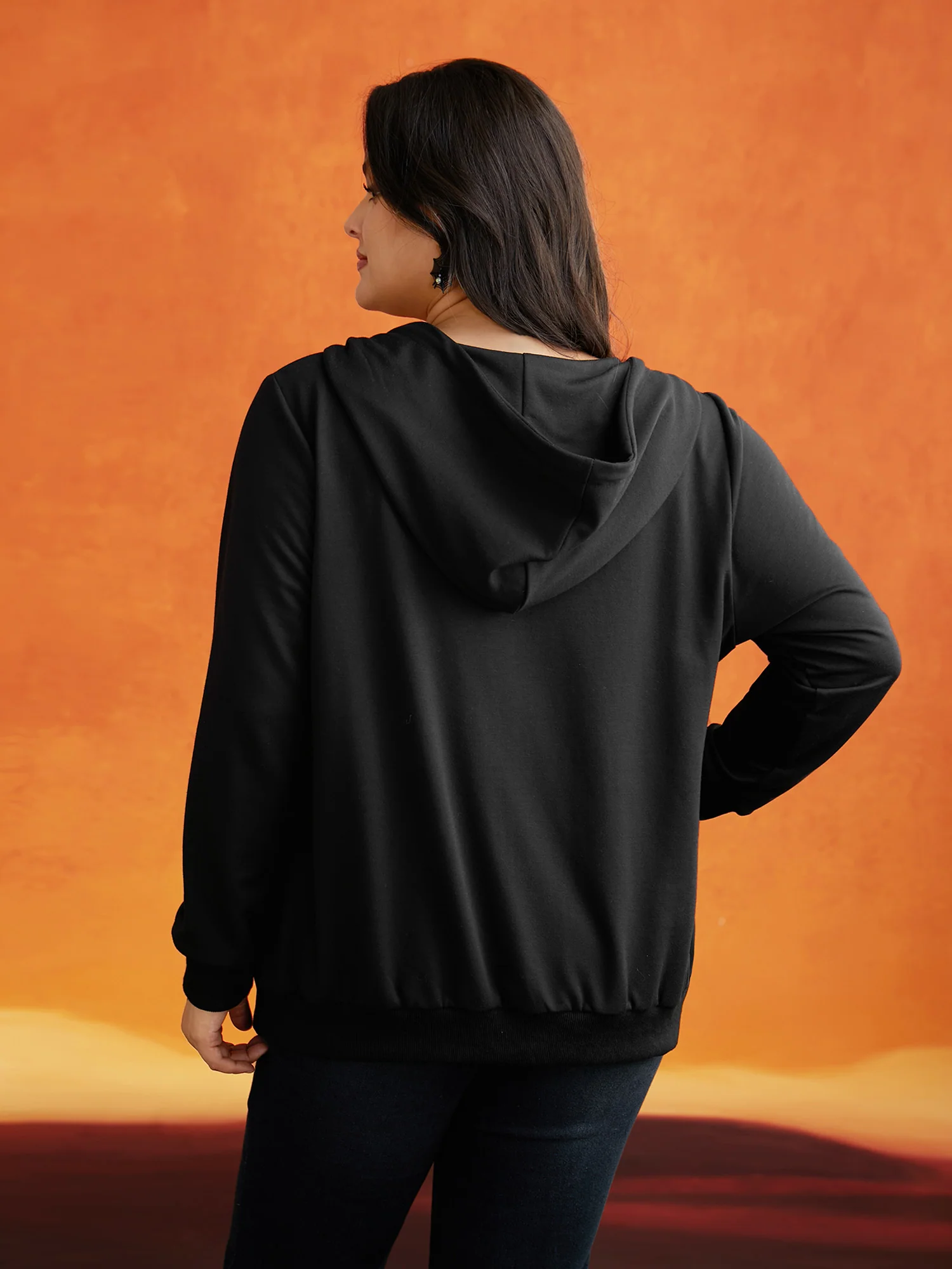 Diamond Embellished Spiderweb Zipper Sweatshirt - Image 5