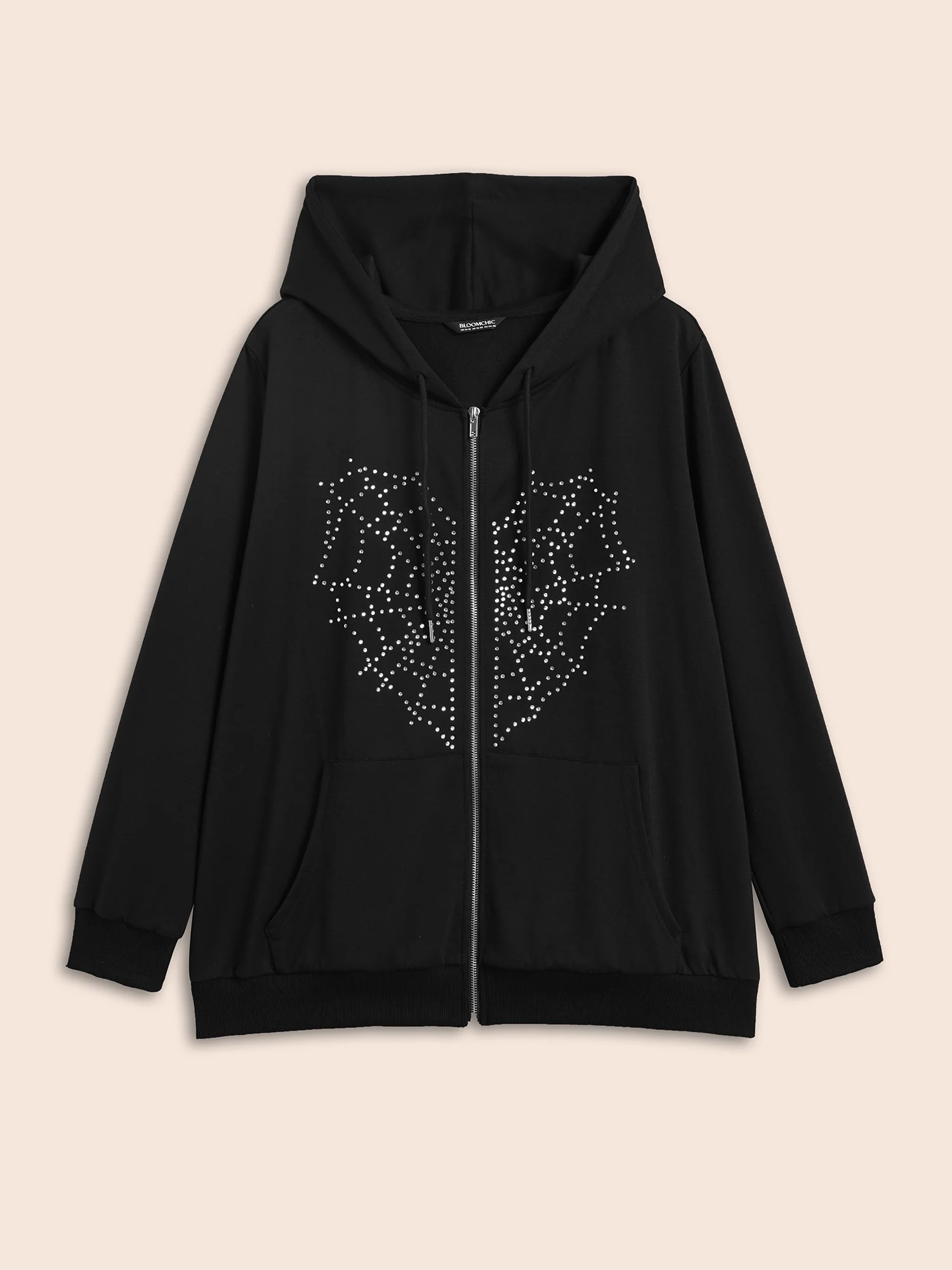 Diamond Embellished Spiderweb Zipper Sweatshirt - Image 8