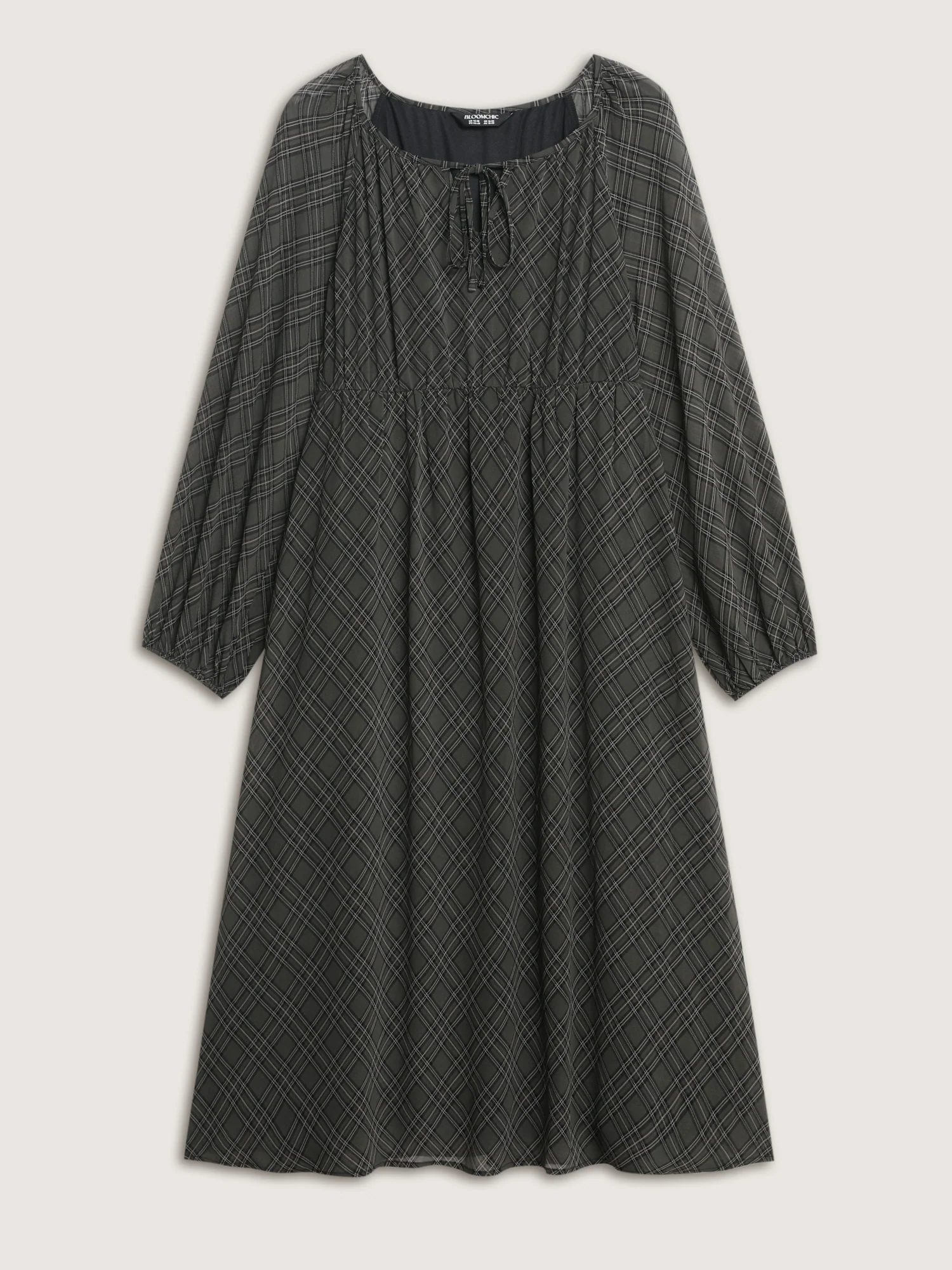 Diamond Print Neck Tie Midi Dress - Image 8