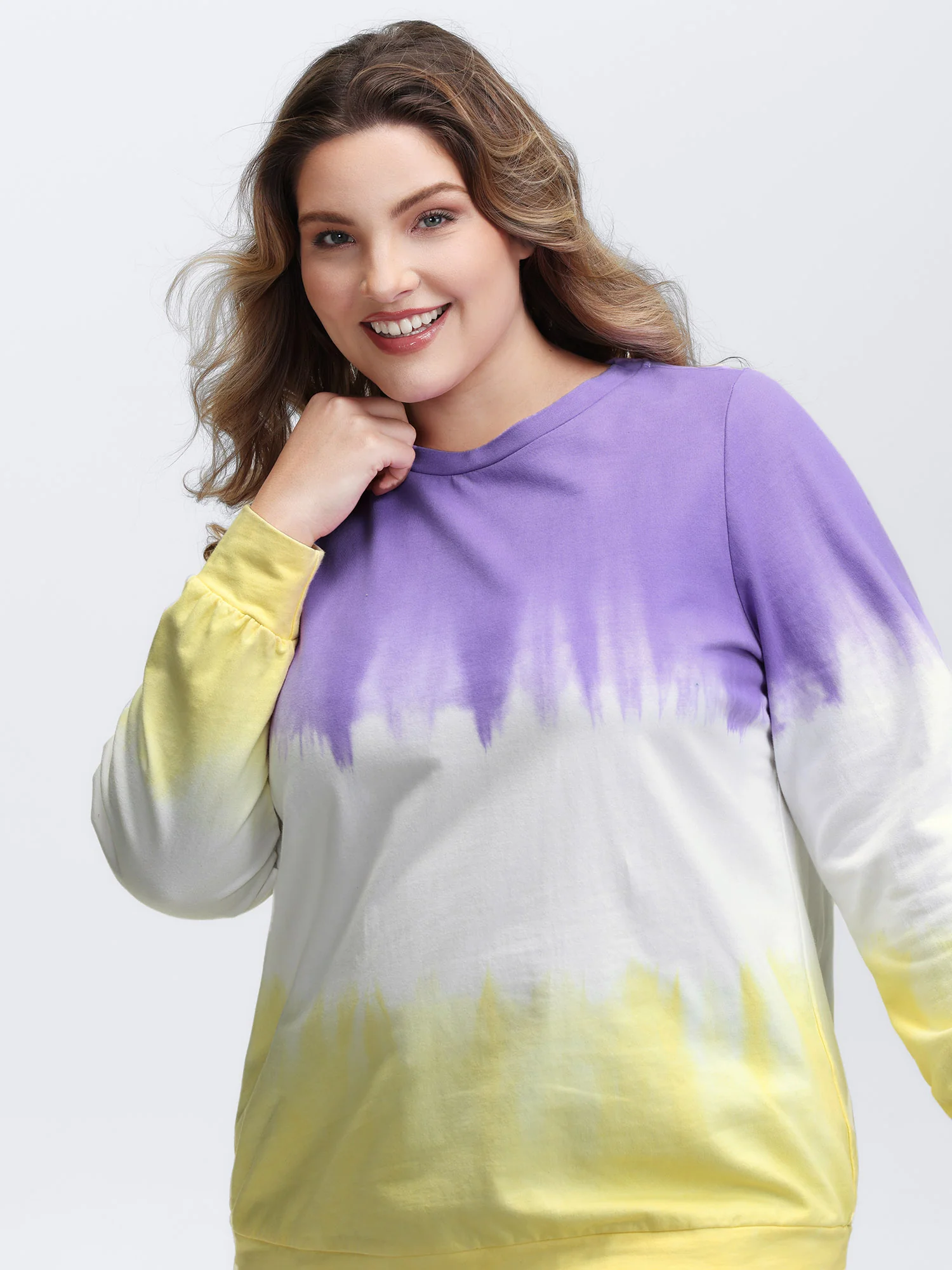 Cotton Dip Dye Stretchy Hem Sweatshirt - Image 2