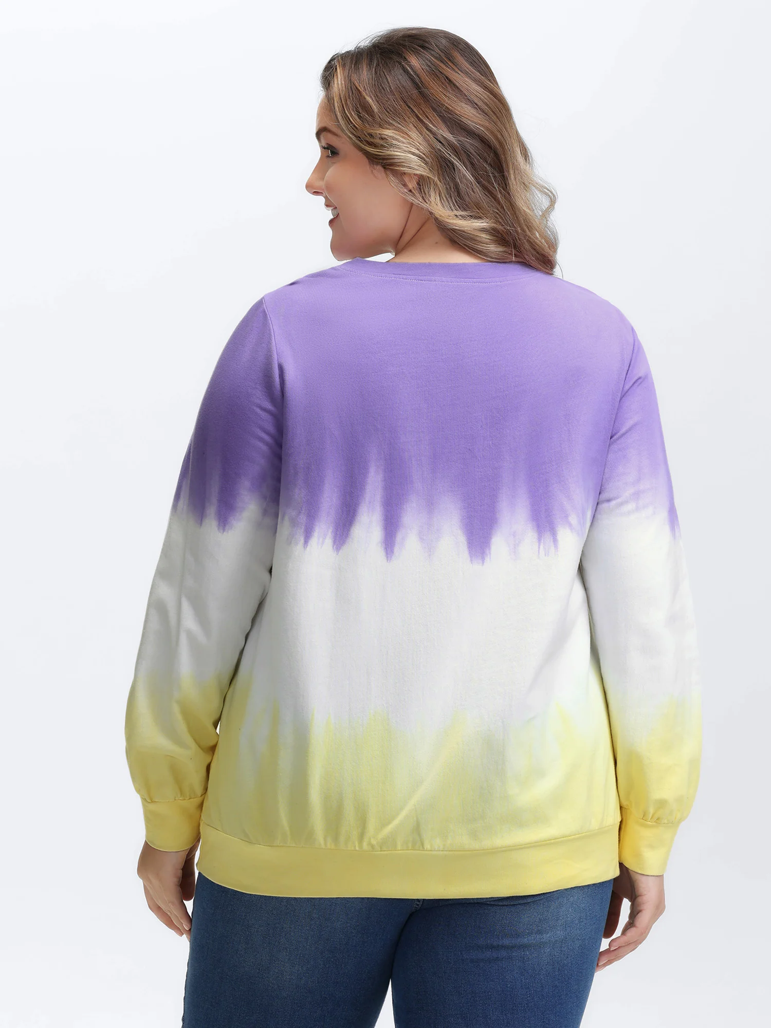 Cotton Dip Dye Stretchy Hem Sweatshirt - Image 4