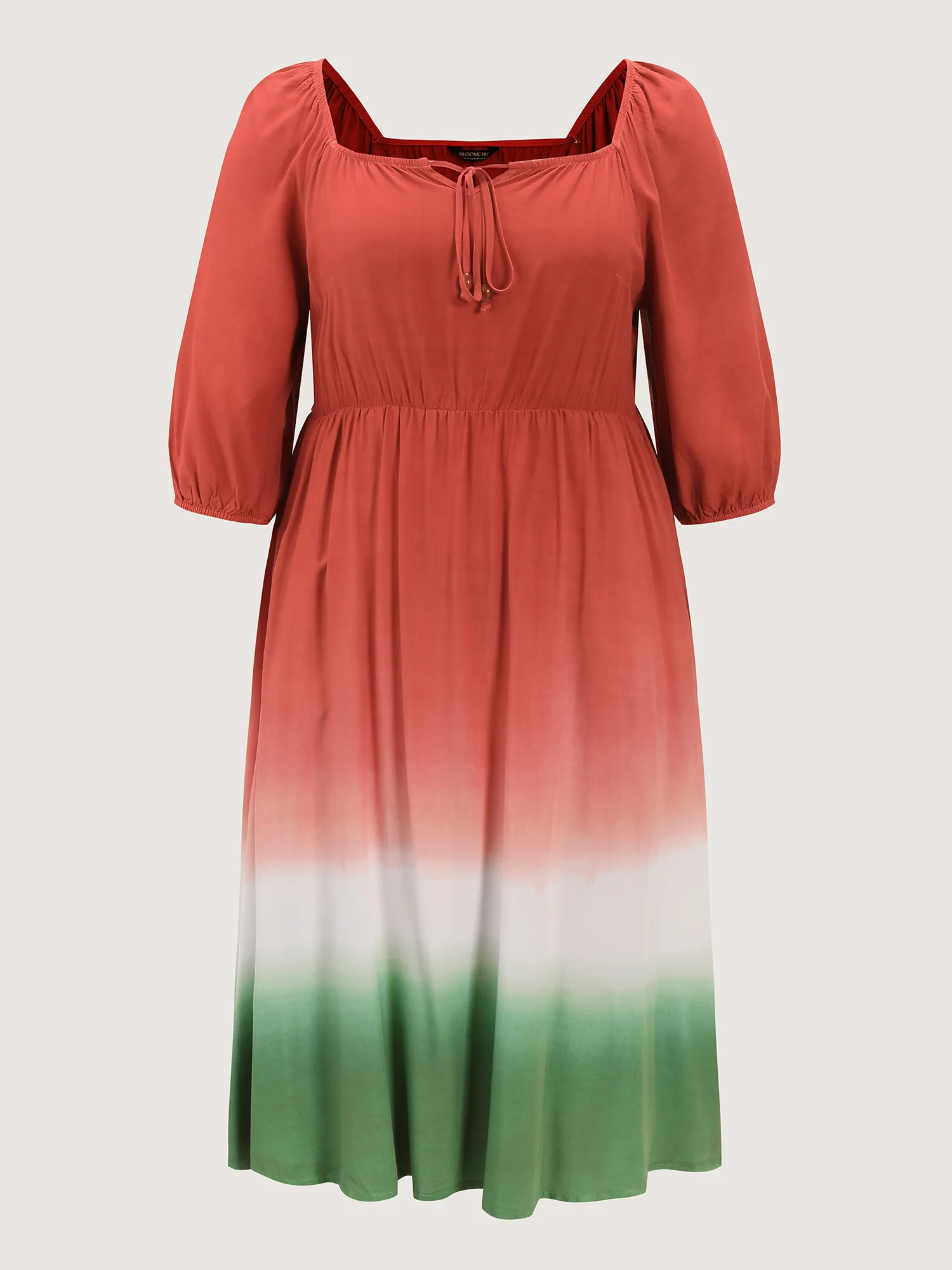 Dip Dyed Drawstring Neck Midi Dress - Image 8