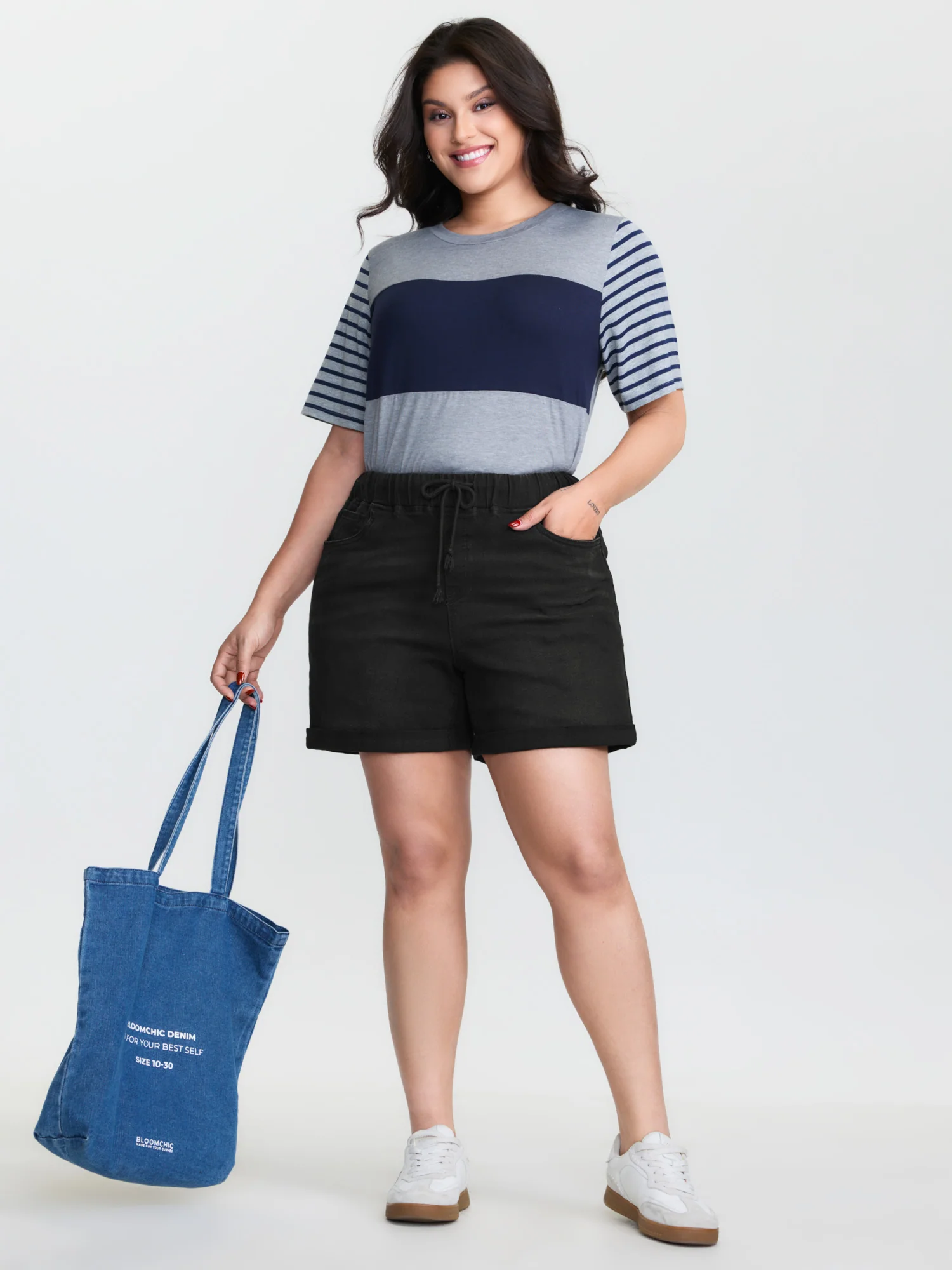 Pull-On Drawstring Elastic Waist Denim Shorts - Image 14