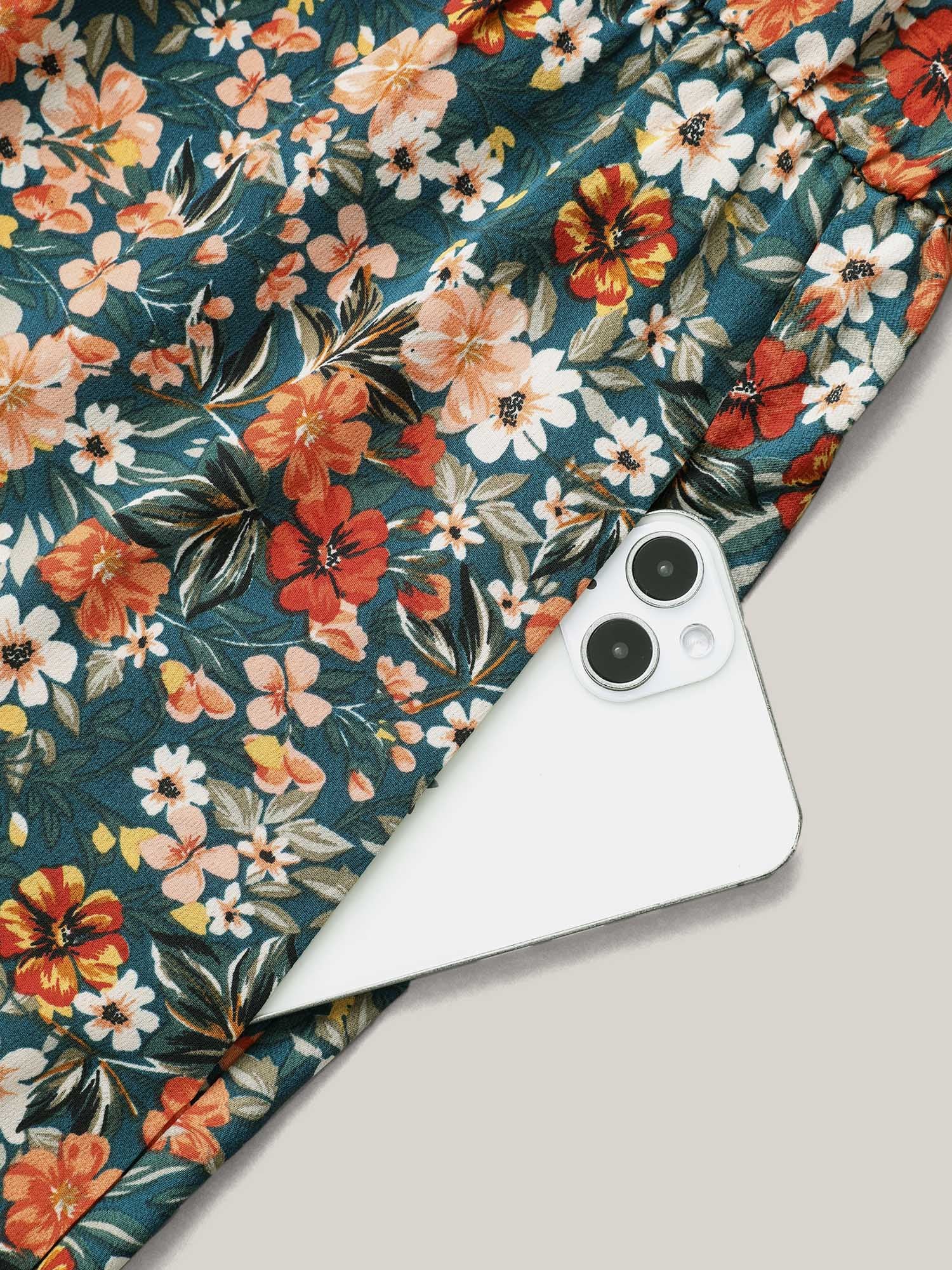 Ditsy Floral Adjustable Straps Elastic Waist Dress - Image 7
