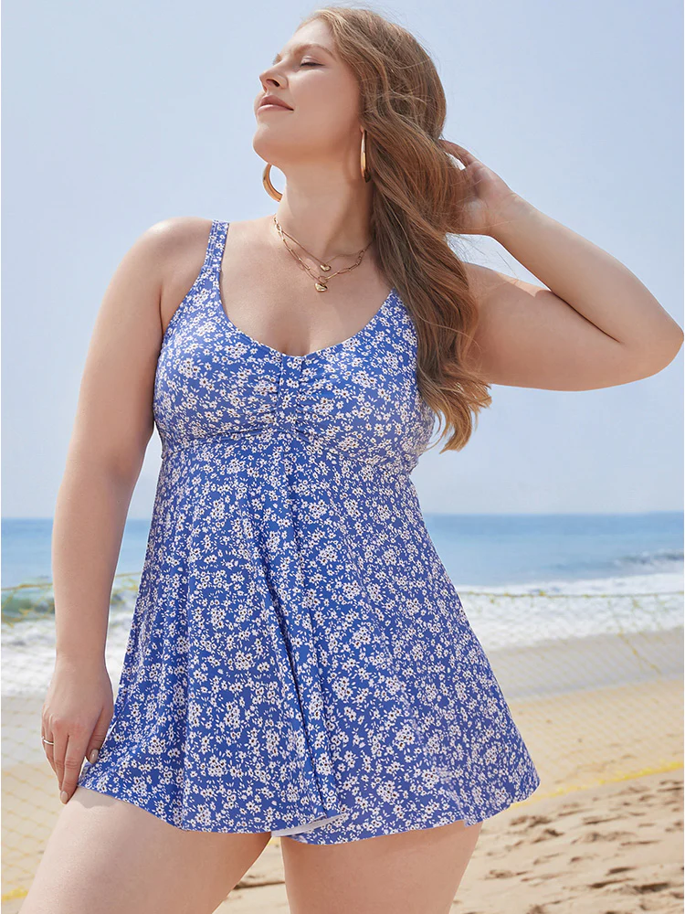 Ditsy Floral Adjustable Straps Tankini Top - Image 5