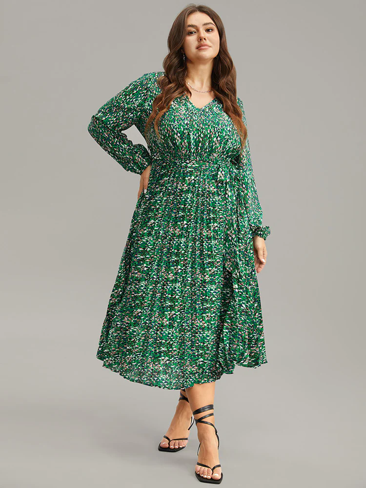 Ditsy Floral Belted Pleated Dress - Image 2