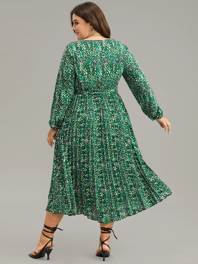 Ditsy Floral Belted Pleated Dress - Image 5