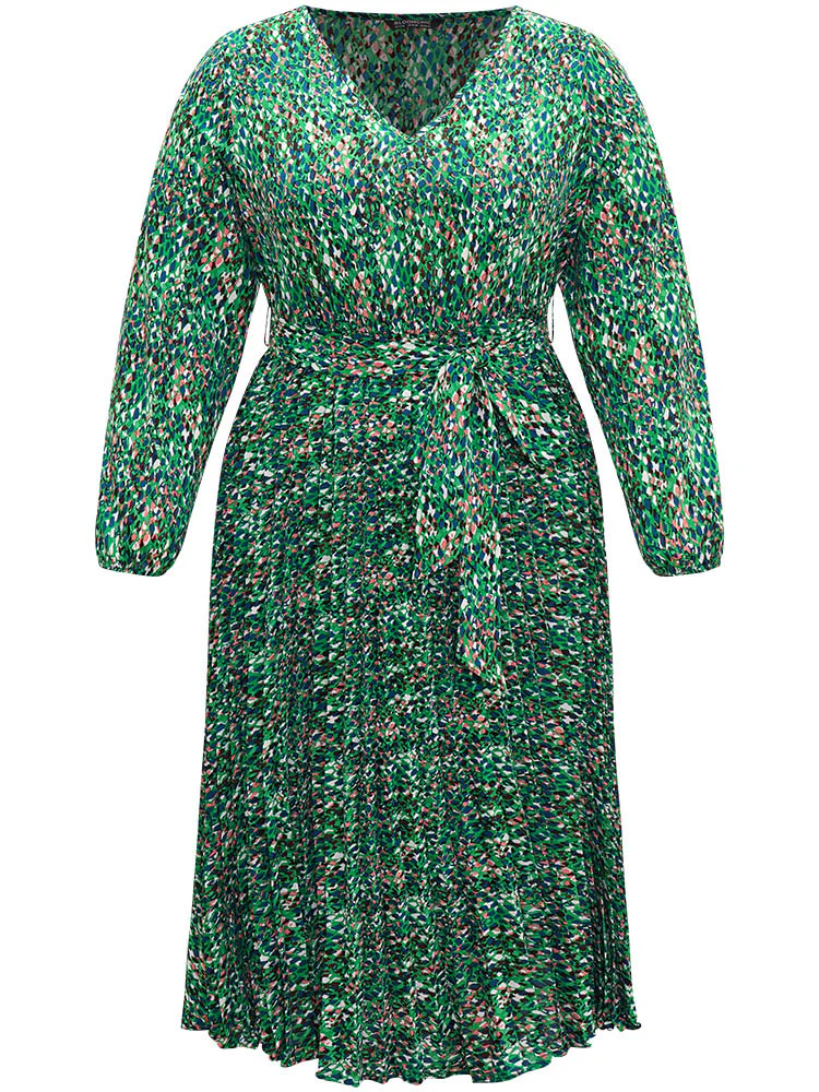 Ditsy Floral Belted Pleated Dress - Image 8