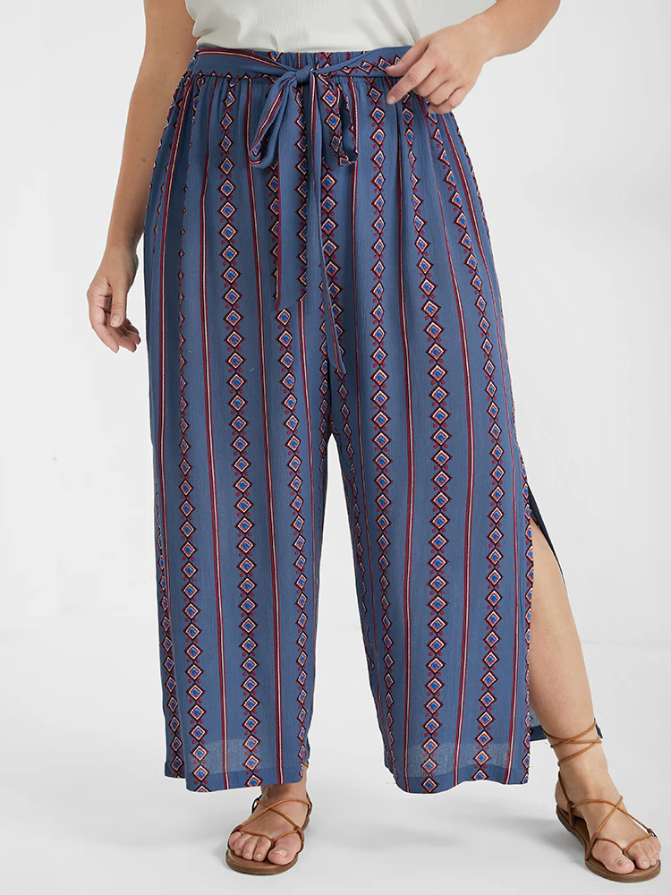 Ditsy Floral Belted Split Loose Pants - Image 2