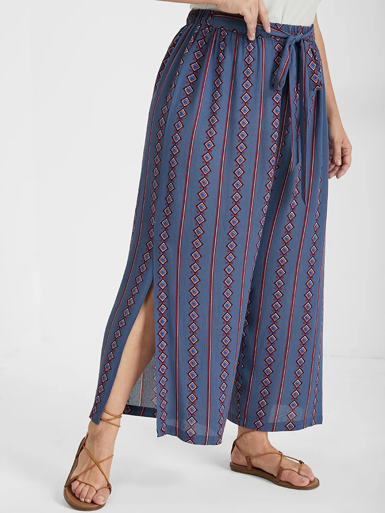 Ditsy Floral Belted Split Loose Pants - Image 3