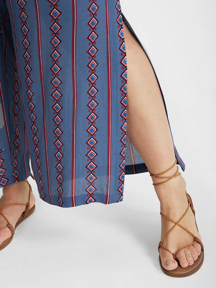 Ditsy Floral Belted Split Loose Pants - Image 5