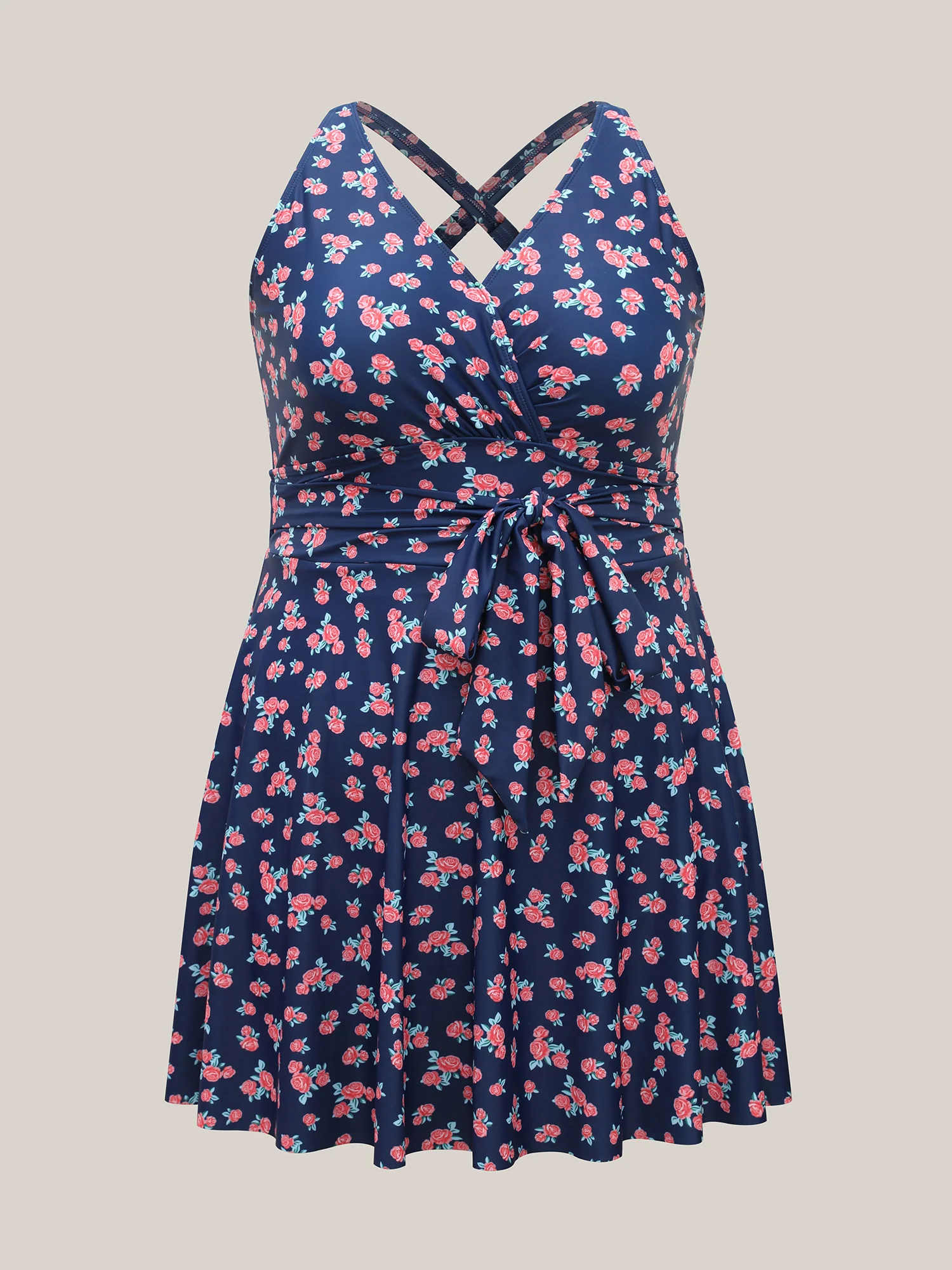 Ditsy Floral Belted Swim Dress - Image 8