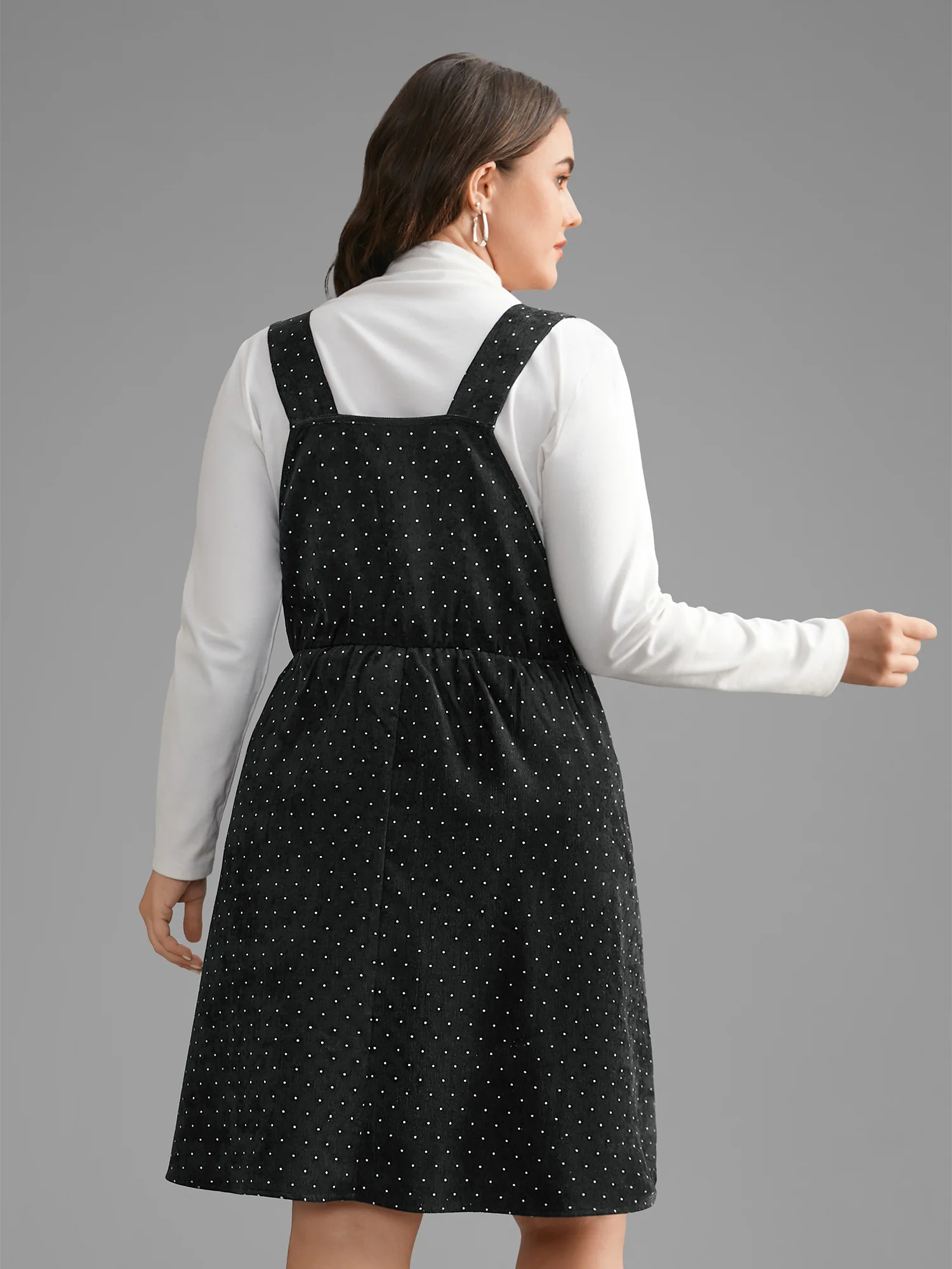 Ditsy Floral Corduroy Pocket Zipper Fly Cami Dress - Image 5