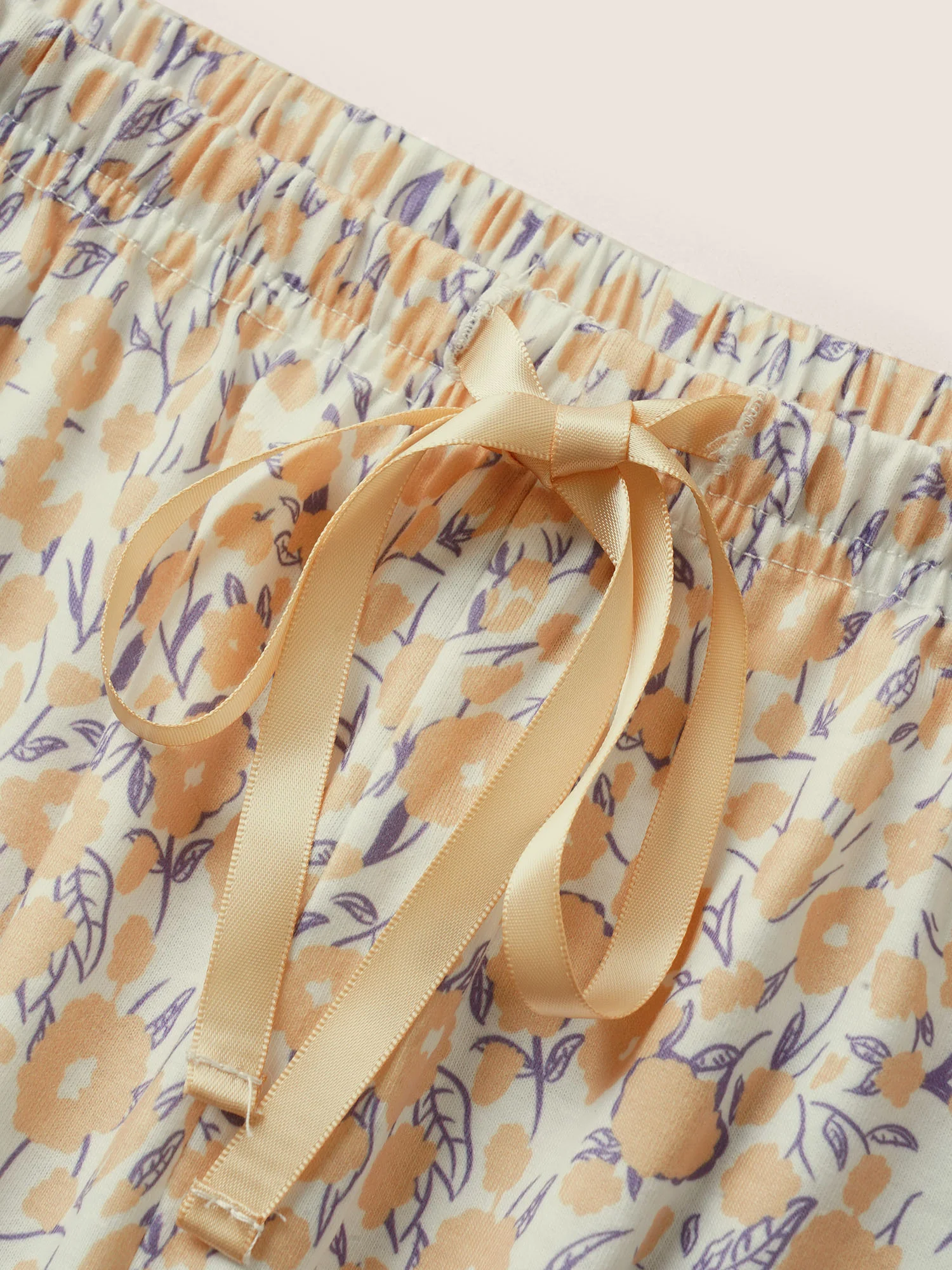 Ditsy Floral Elastic Waist Drawstring Pajama Bottoms - Image 5