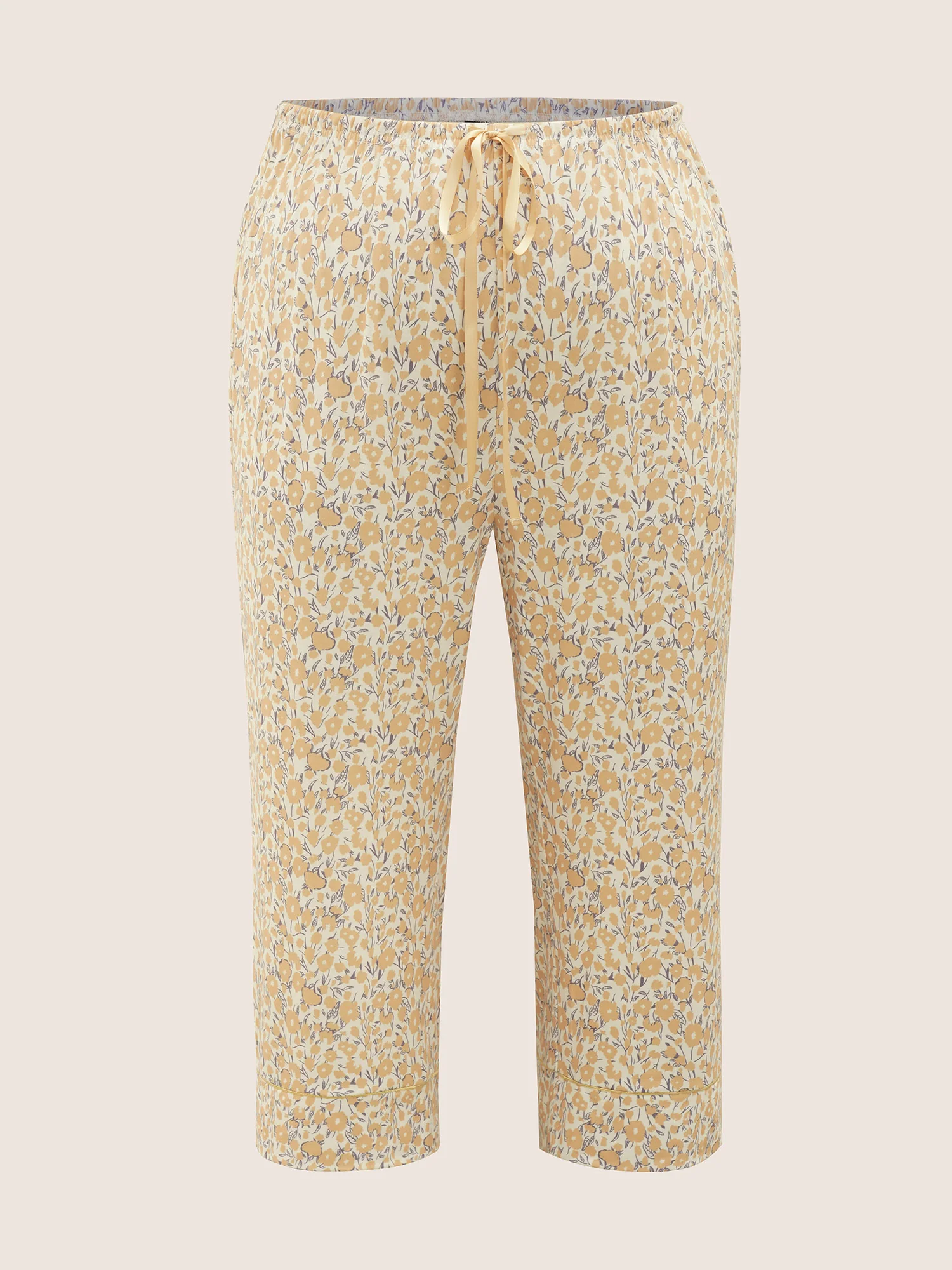 Ditsy Floral Elastic Waist Drawstring Pajama Bottoms - Image 7