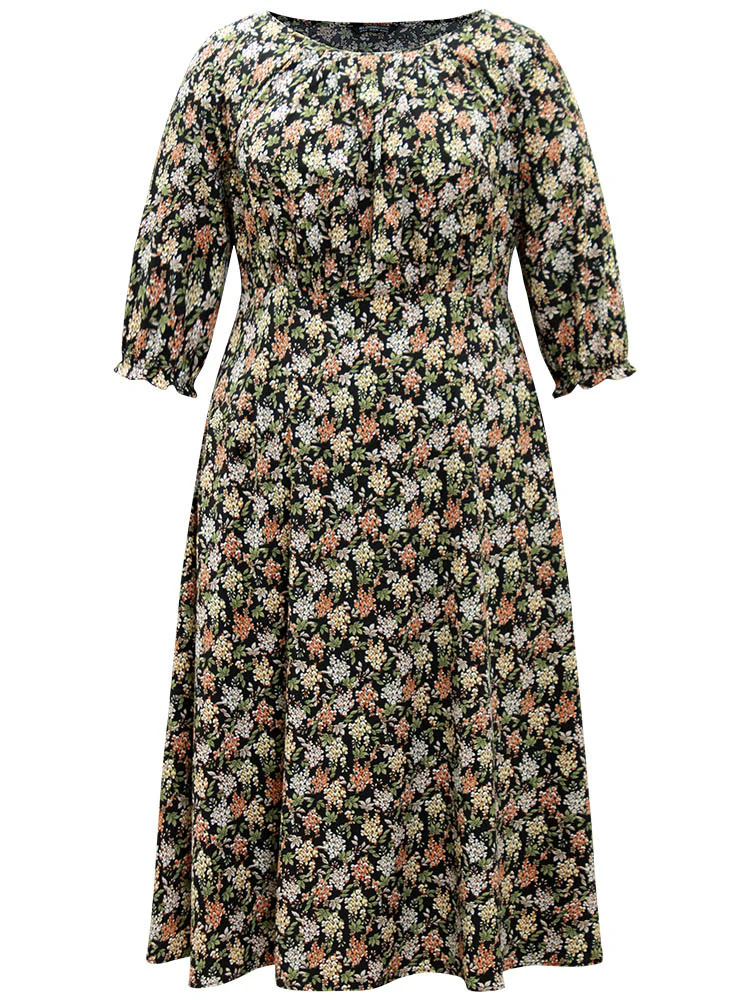Ditsy Floral Elastic Waist Pleated Dress - Image 7