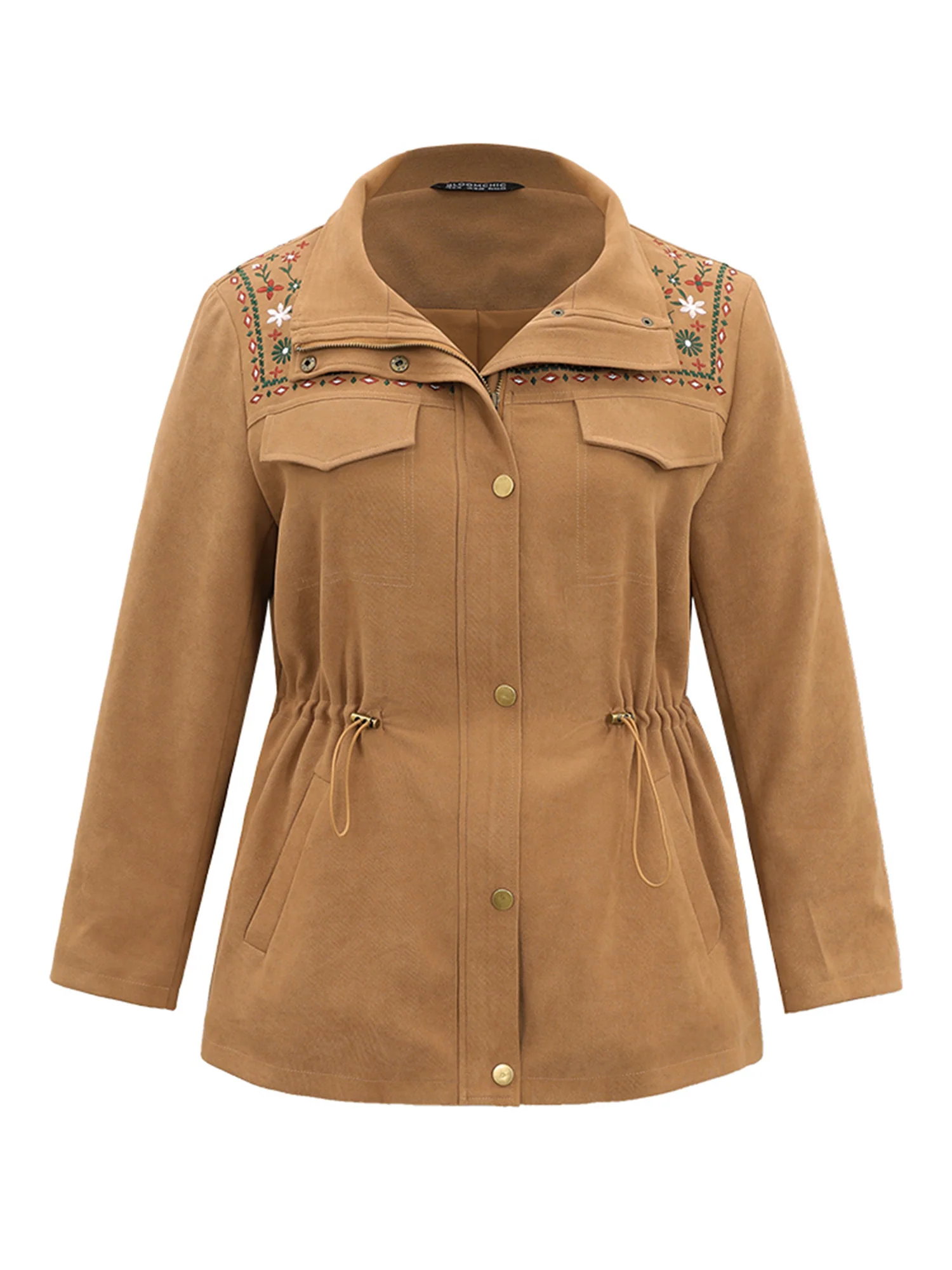Ditsy Floral Embroidered Drawstring Pocket Jacket - Image 5