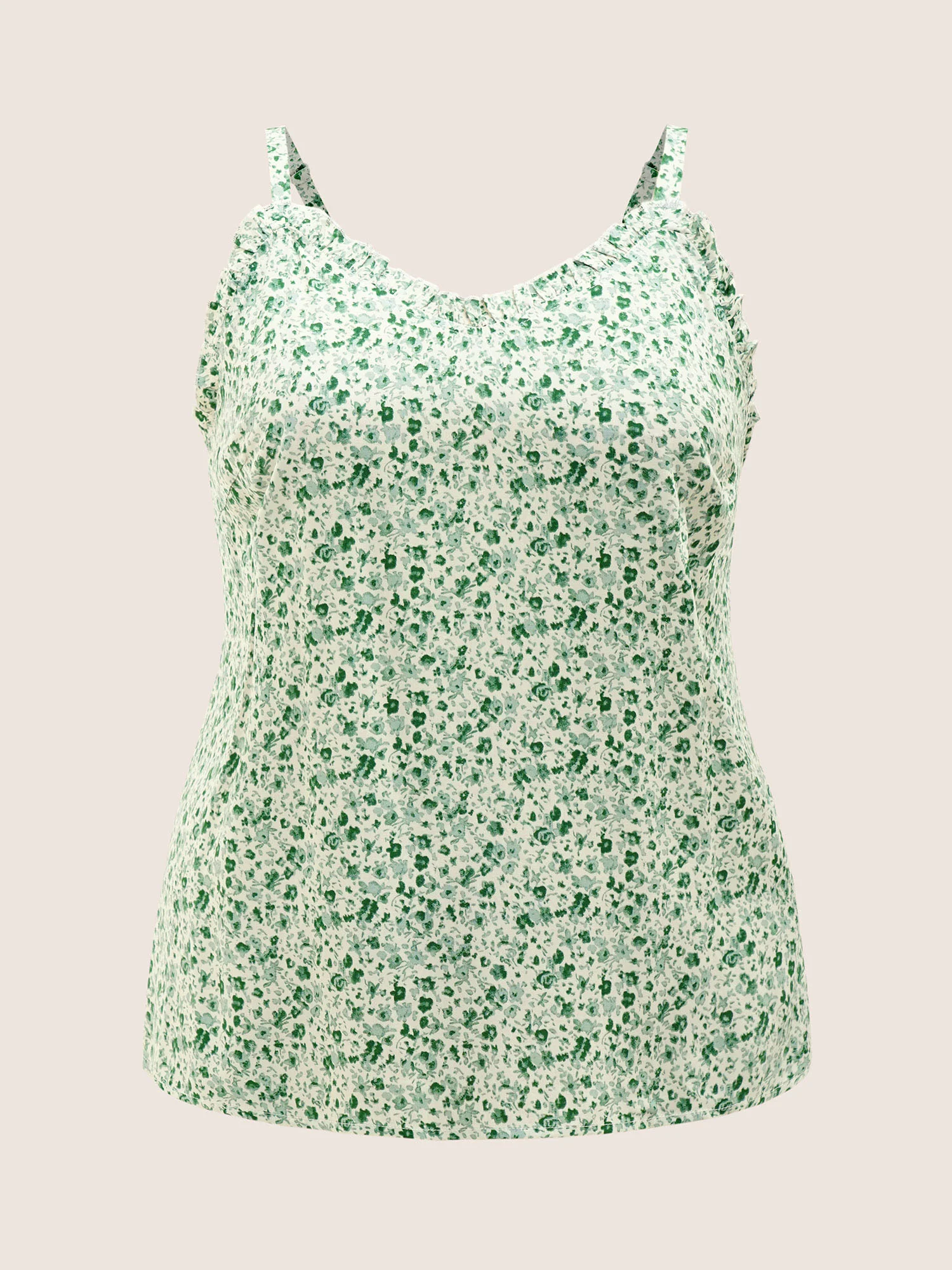 Ditsy Floral Frill Trim Adjustable Straps Cami Top - Image 8