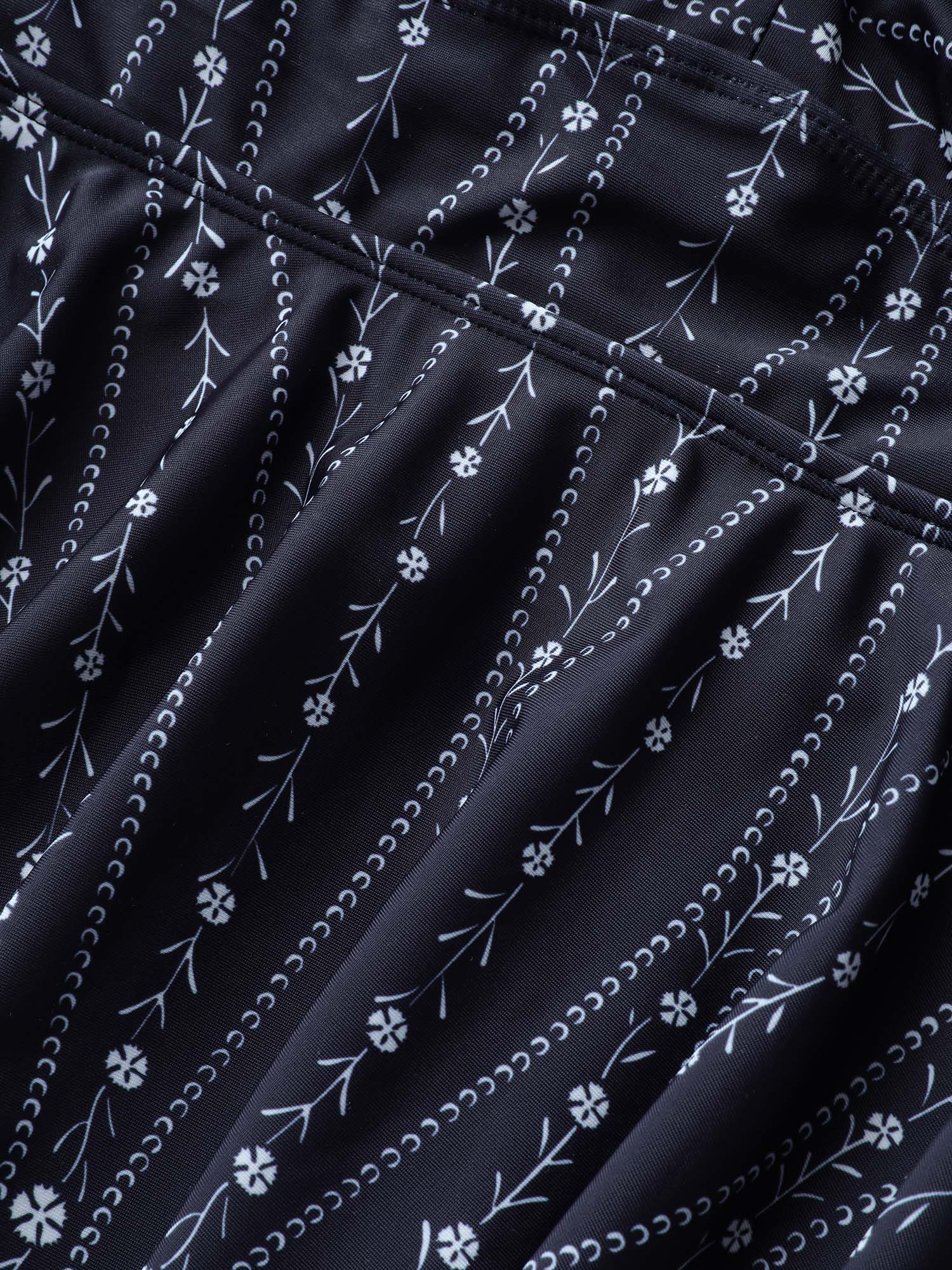 Ditsy Floral & Geo Graphic Crossover Swim Dress - Image 5