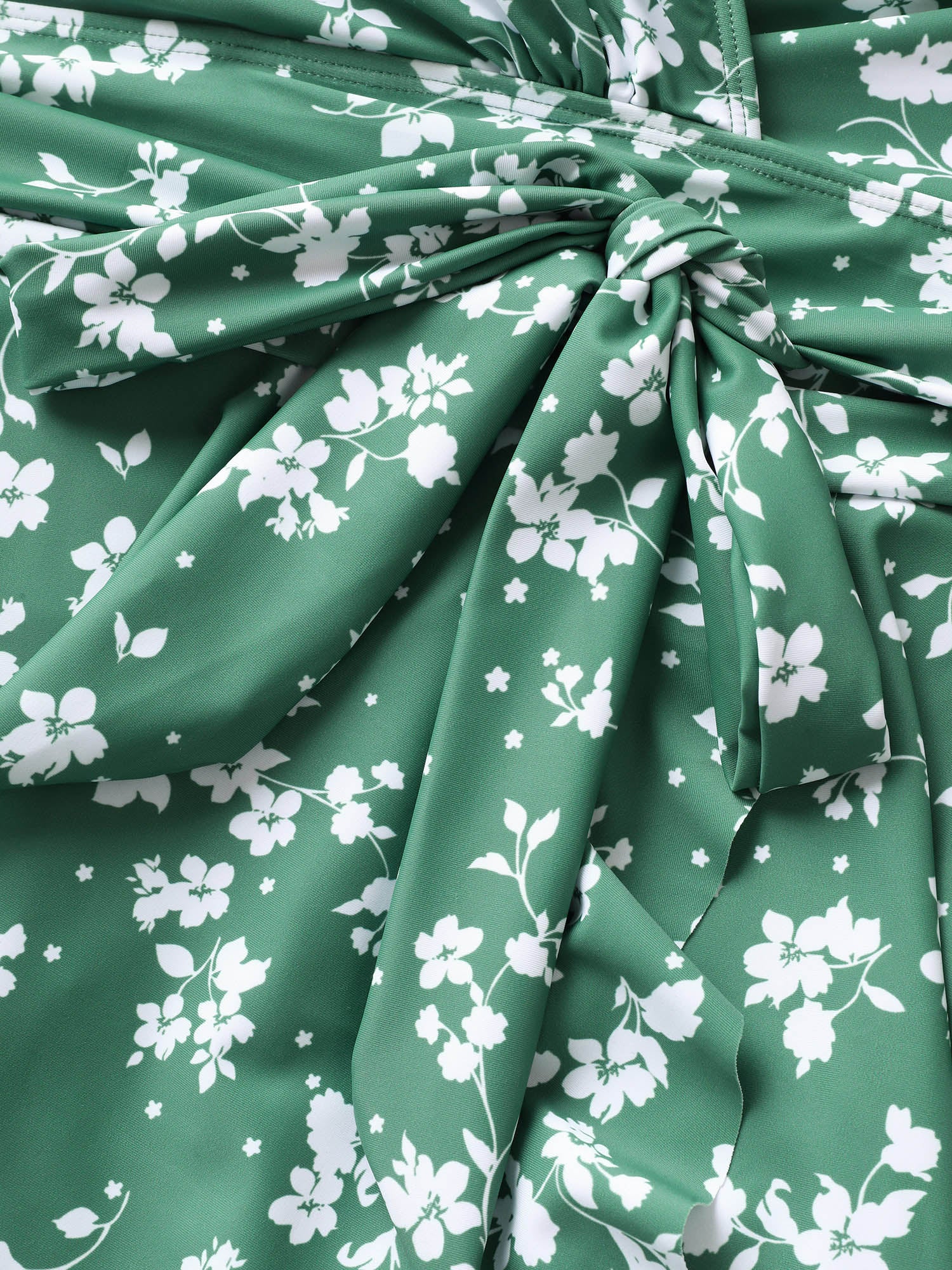 Ditsy Floral Overlap Collar Tie Knot Swim Dress - Image 5