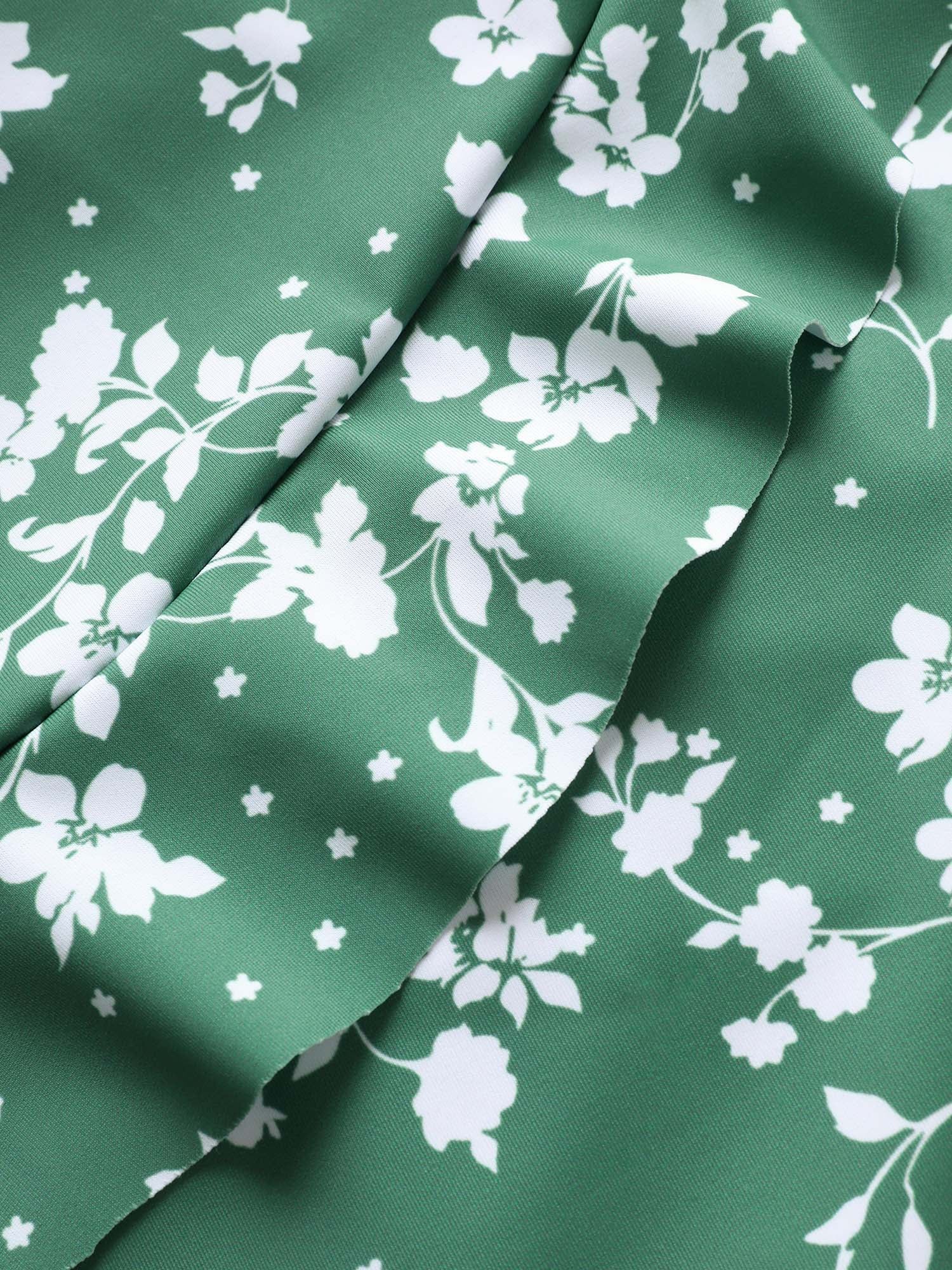 Ditsy Floral Overlap Collar Tie Knot Swim Dress - Image 6