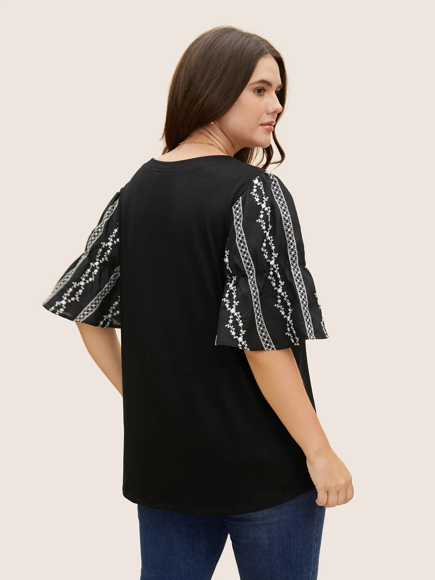 Ditsy Floral Patchwork Broderie Anglaise T-shirt - Image 2
