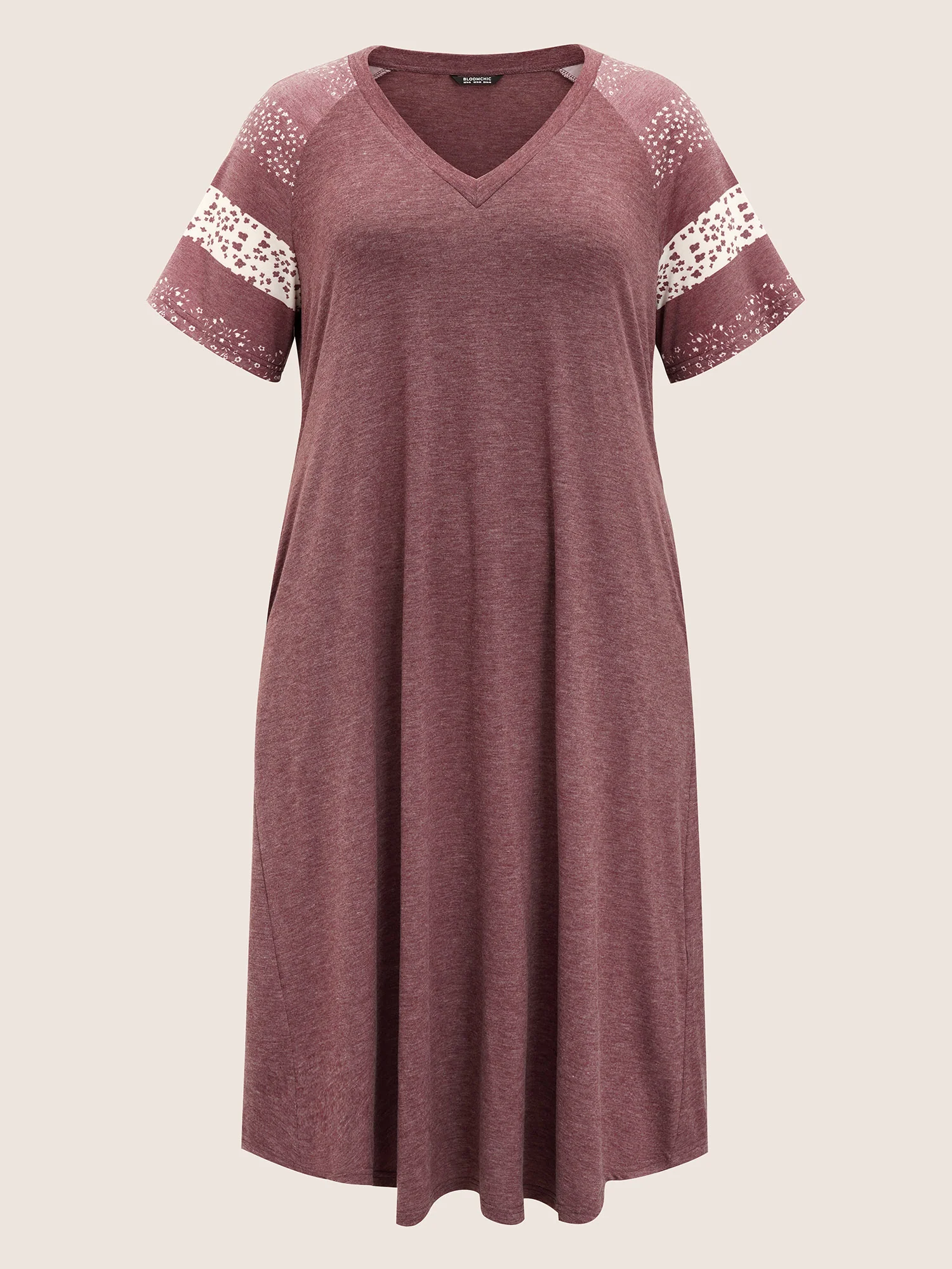Ditsy Floral Patchwork Raglan Sleeve Pocket Dress - Image 7