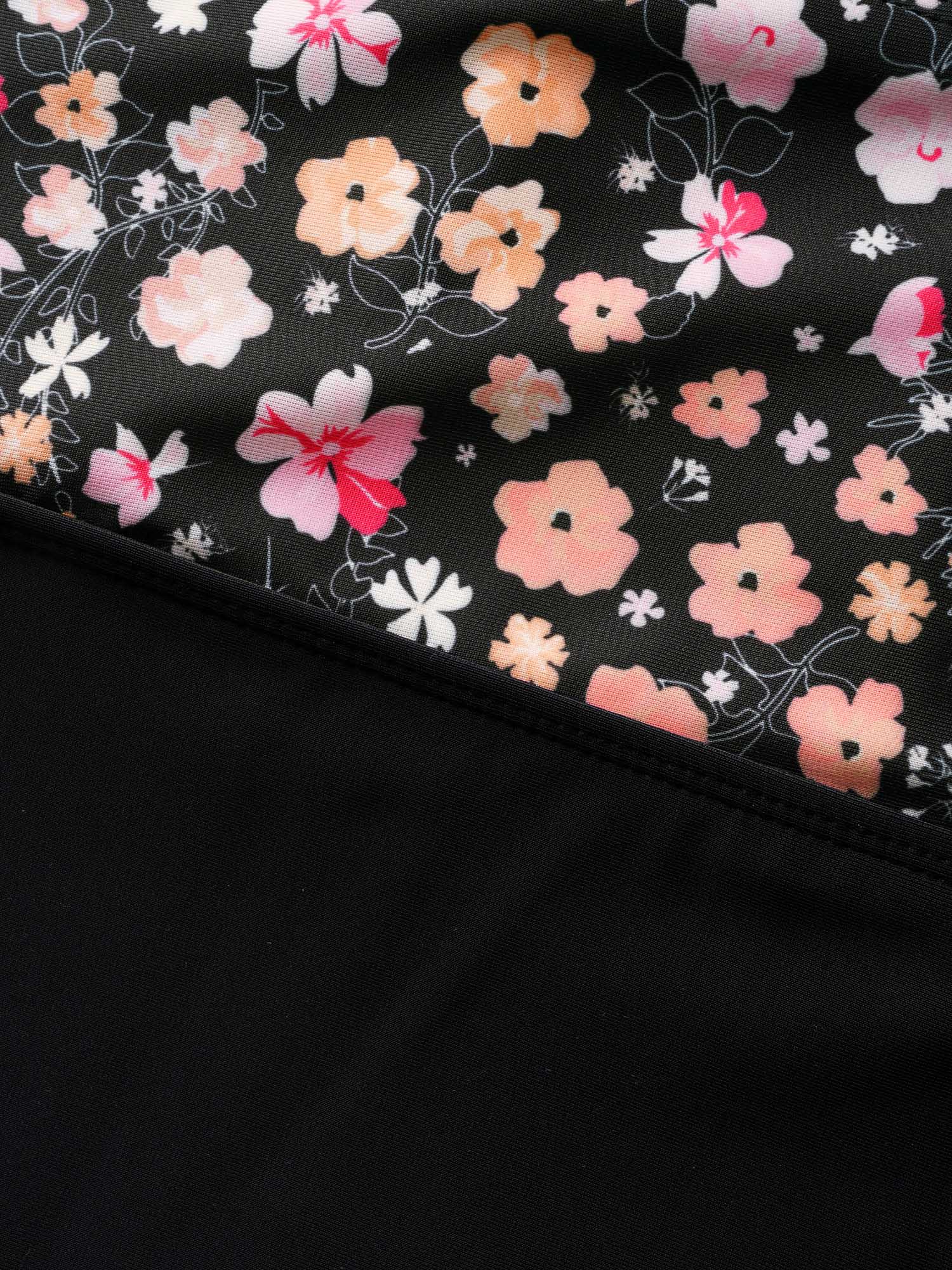 Ditsy Floral Patchwork Ruffle Trim One Piece Swimsuit - Image 6