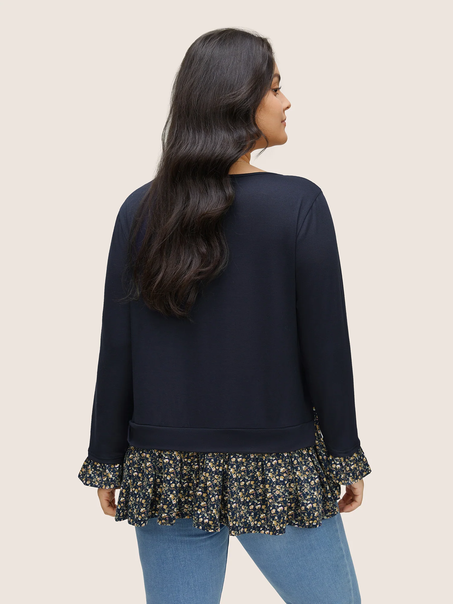 Ditsy Floral Patchwork Split Hem T-shirt - Image 2