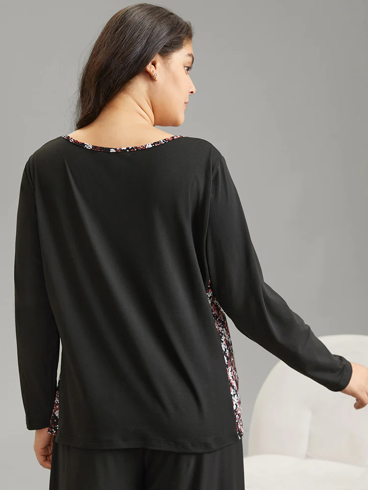 Ditsy Floral Patchwork Full Sleeve Pajama Top - Image 2