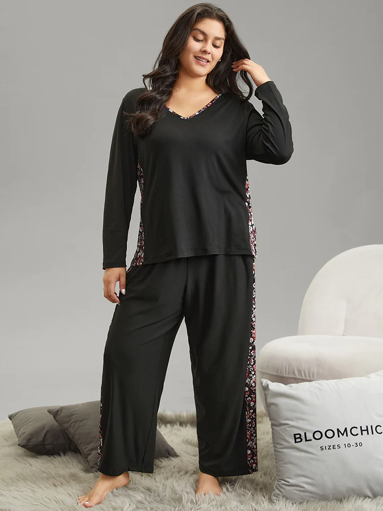 Ditsy Floral Patchwork Full Sleeve Pajama Top - Image 3