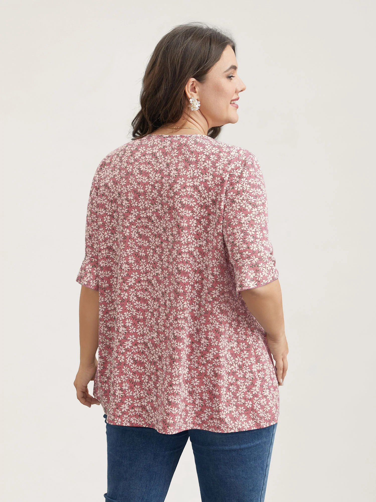 Ditsy Floral Pleated Flared Sleeve Shirt - Image 15
