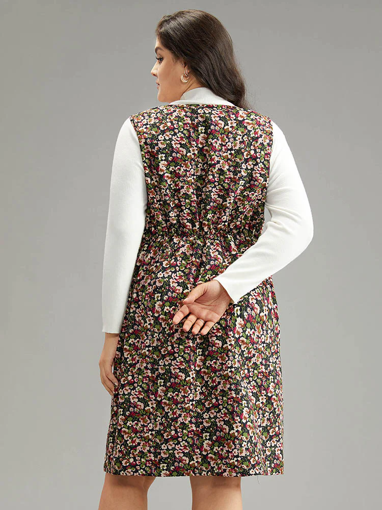 Ditsy Floral Pocket Button Detail Tank Dress - Image 3