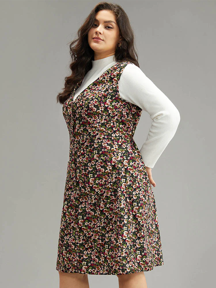 Ditsy Floral Pocket Button Detail Tank Dress - Image 5