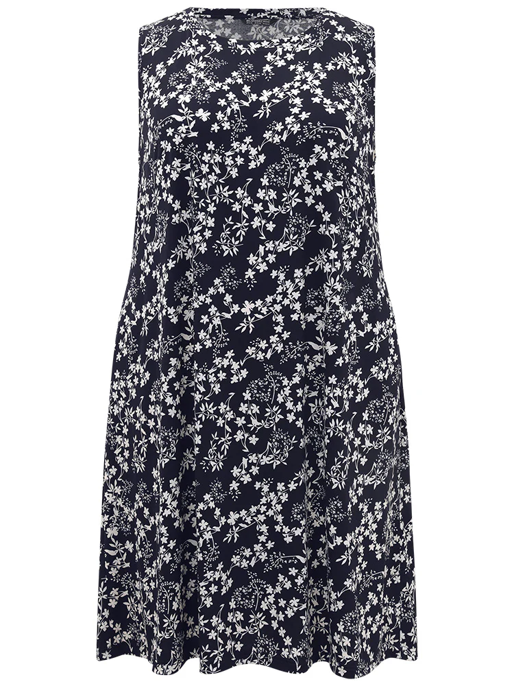 Ditsy Floral Pocket Crew Neck Tank Dress - Image 9