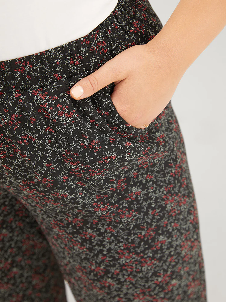 Ditsy Floral Pocket Elastic Waist Pants - Image 6