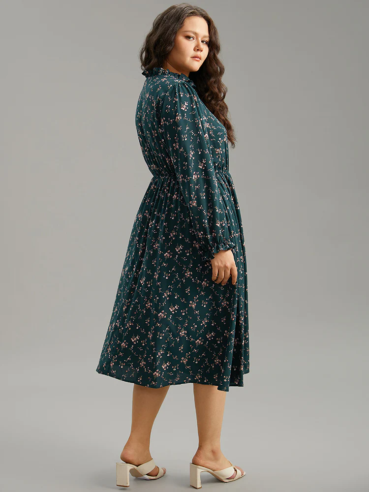 Ditsy Floral Pocket Mock Neck Dress - Image 2