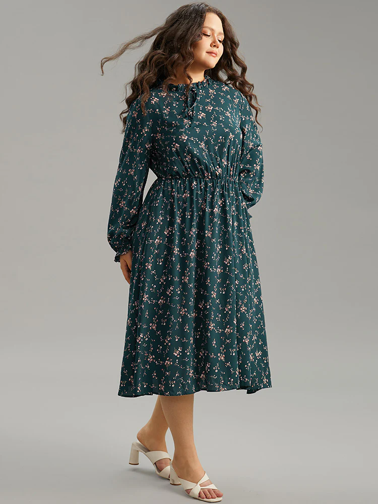 Ditsy Floral Pocket Mock Neck Dress - Image 4