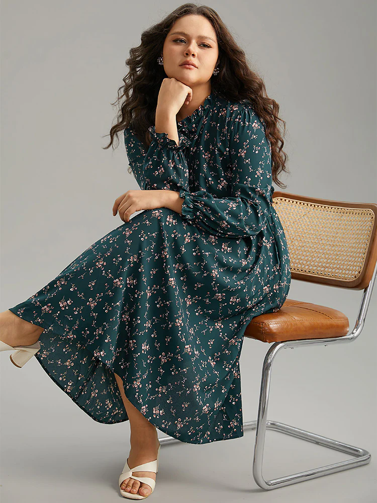Ditsy Floral Pocket Mock Neck Dress - Image 5