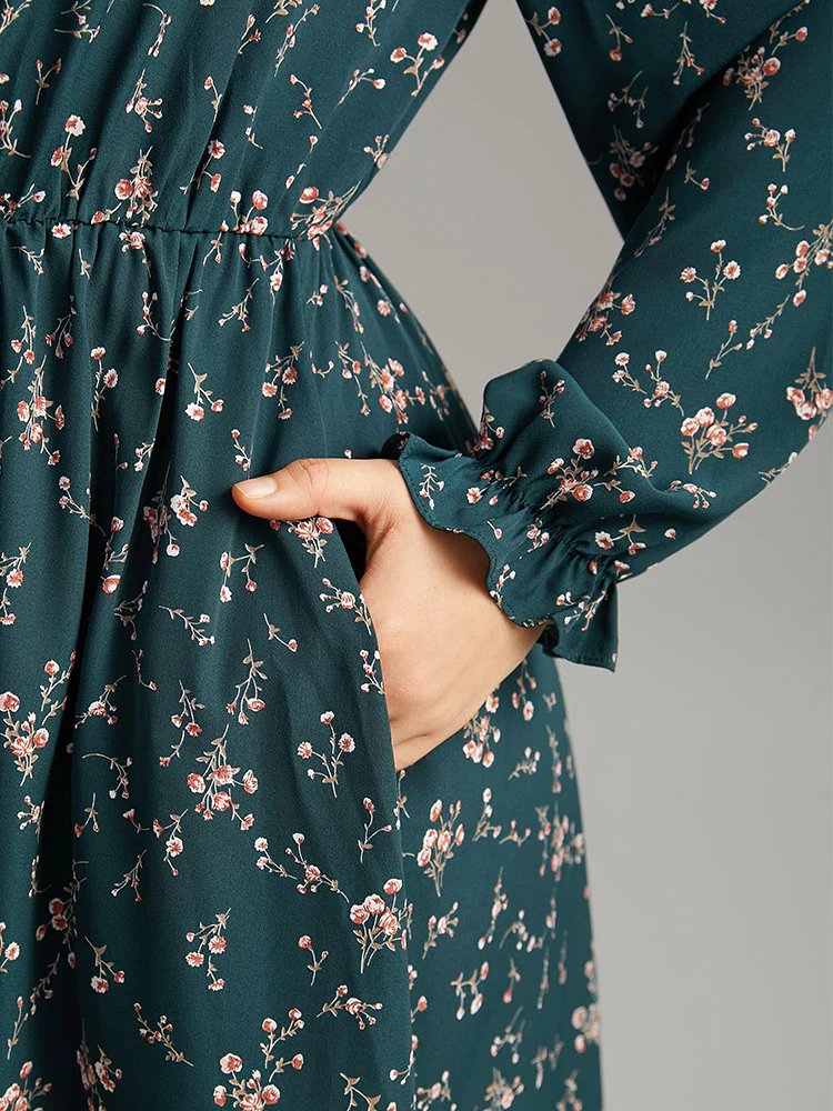 Ditsy Floral Pocket Mock Neck Dress - Image 6