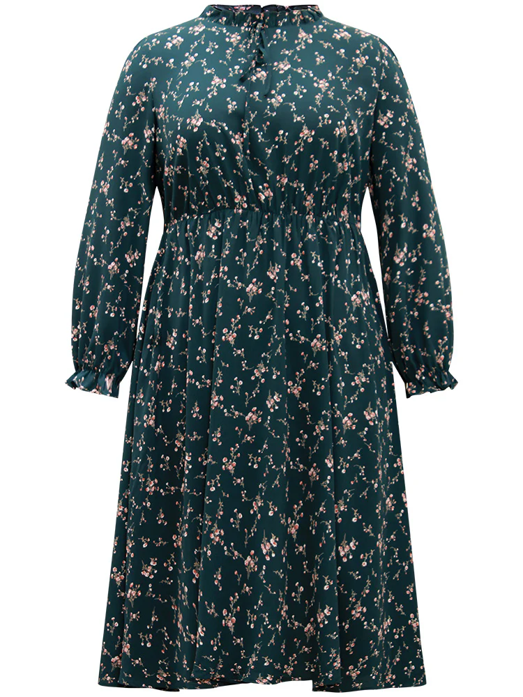 Ditsy Floral Pocket Mock Neck Dress - Image 7